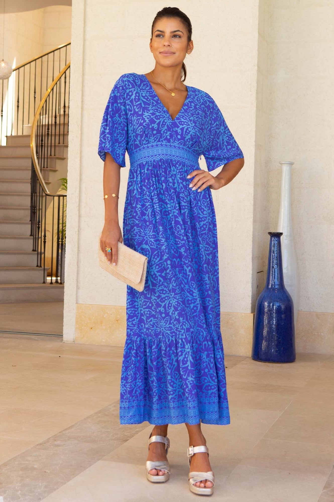 Lena EcoVero™ Dress | Cobalt/Light Blue