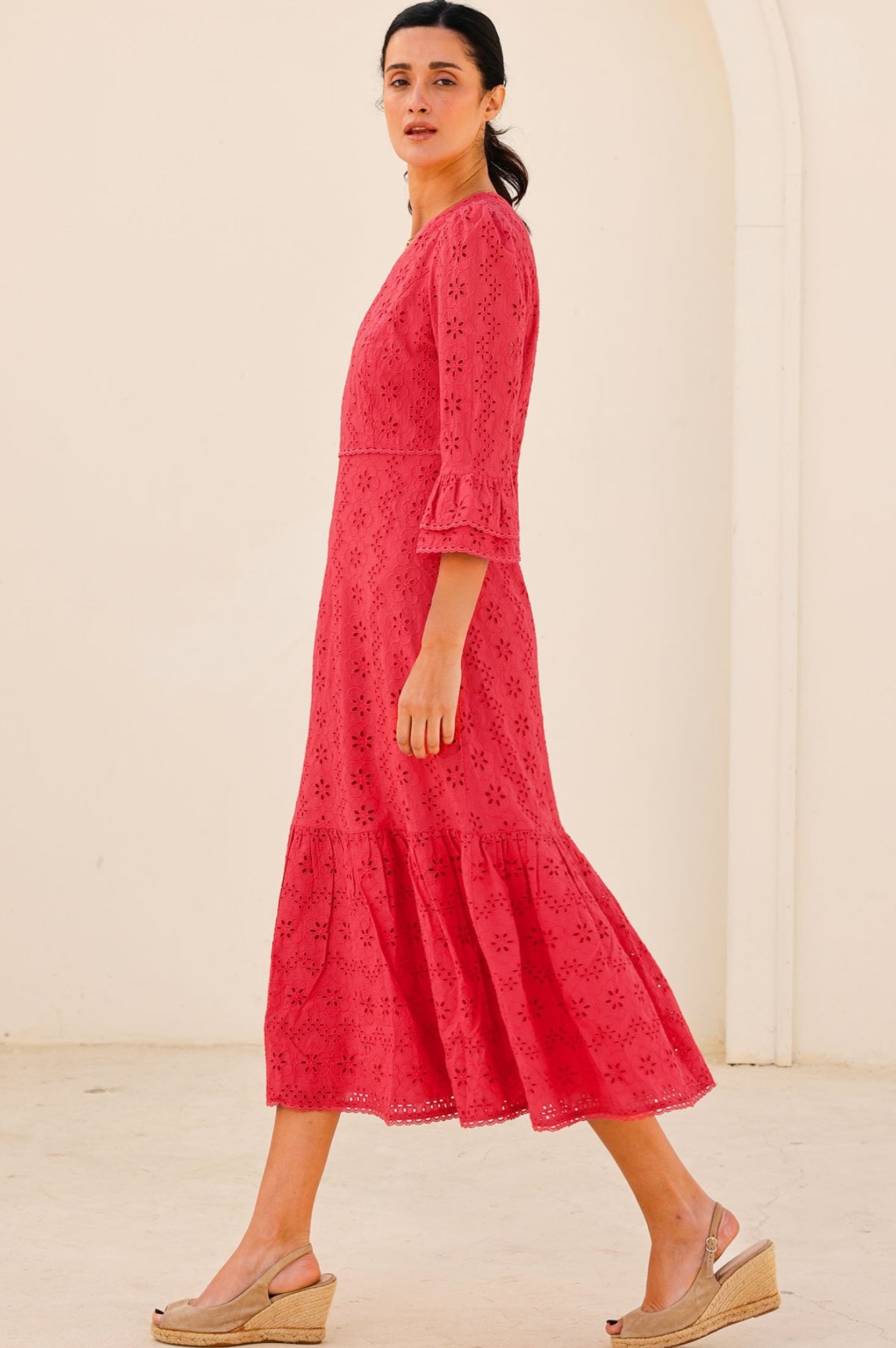 Victoria Broderie Dress | Red