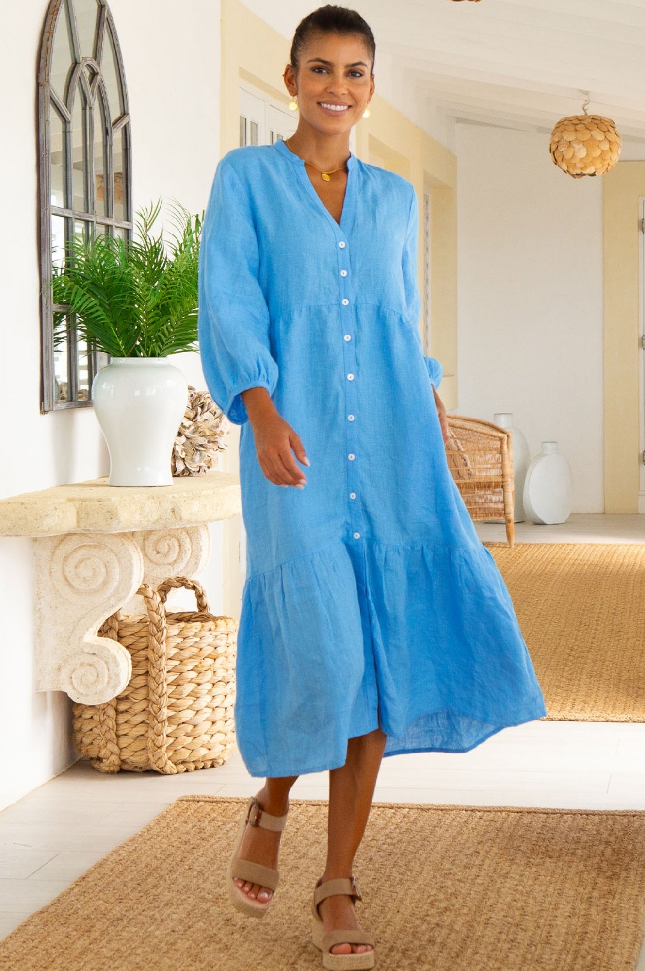 Charlotte Linen Dress | Cornflower