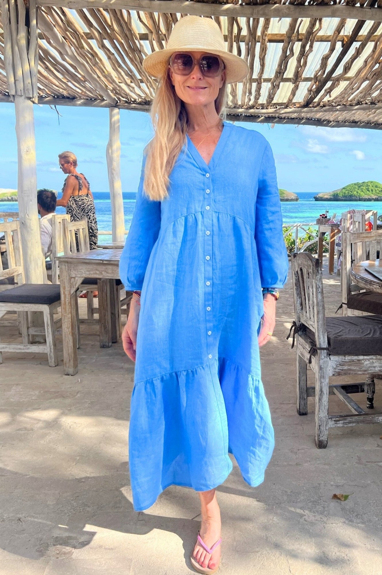 Charlotte Linen Dress | Cornflower