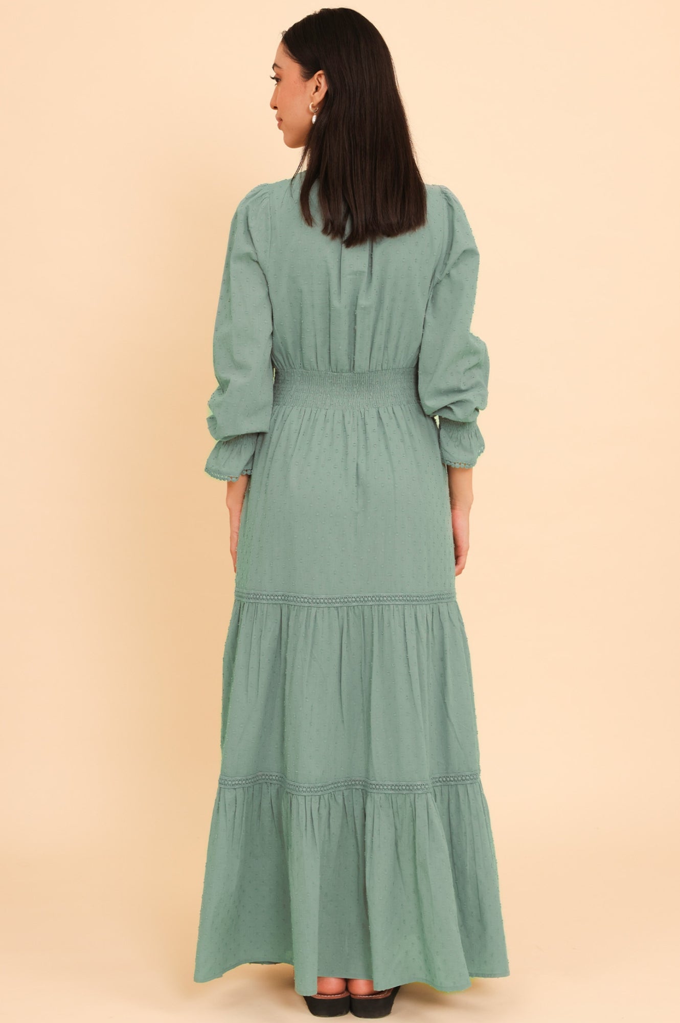 Purdie Organic Cotton Dobby Dress | Light Khaki