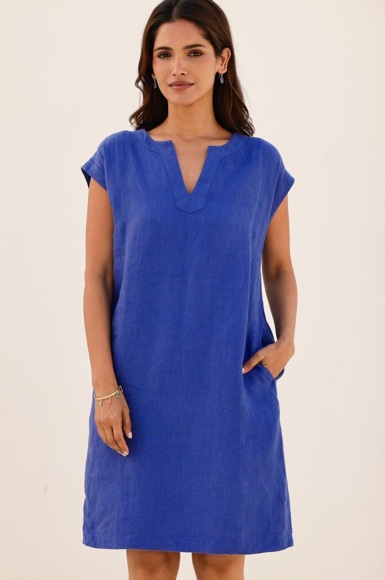 Dori Linen Dress | Cobalt