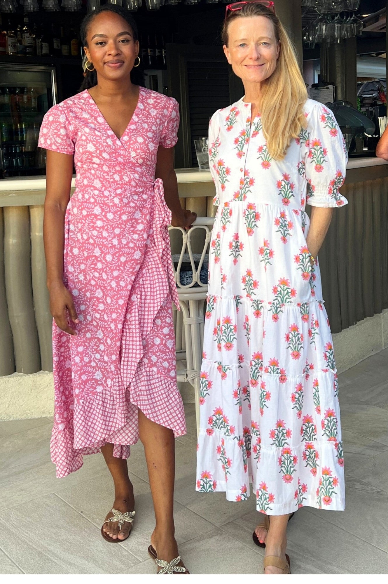 Demi Cotton Wrap Dress | Primula Pink/White
