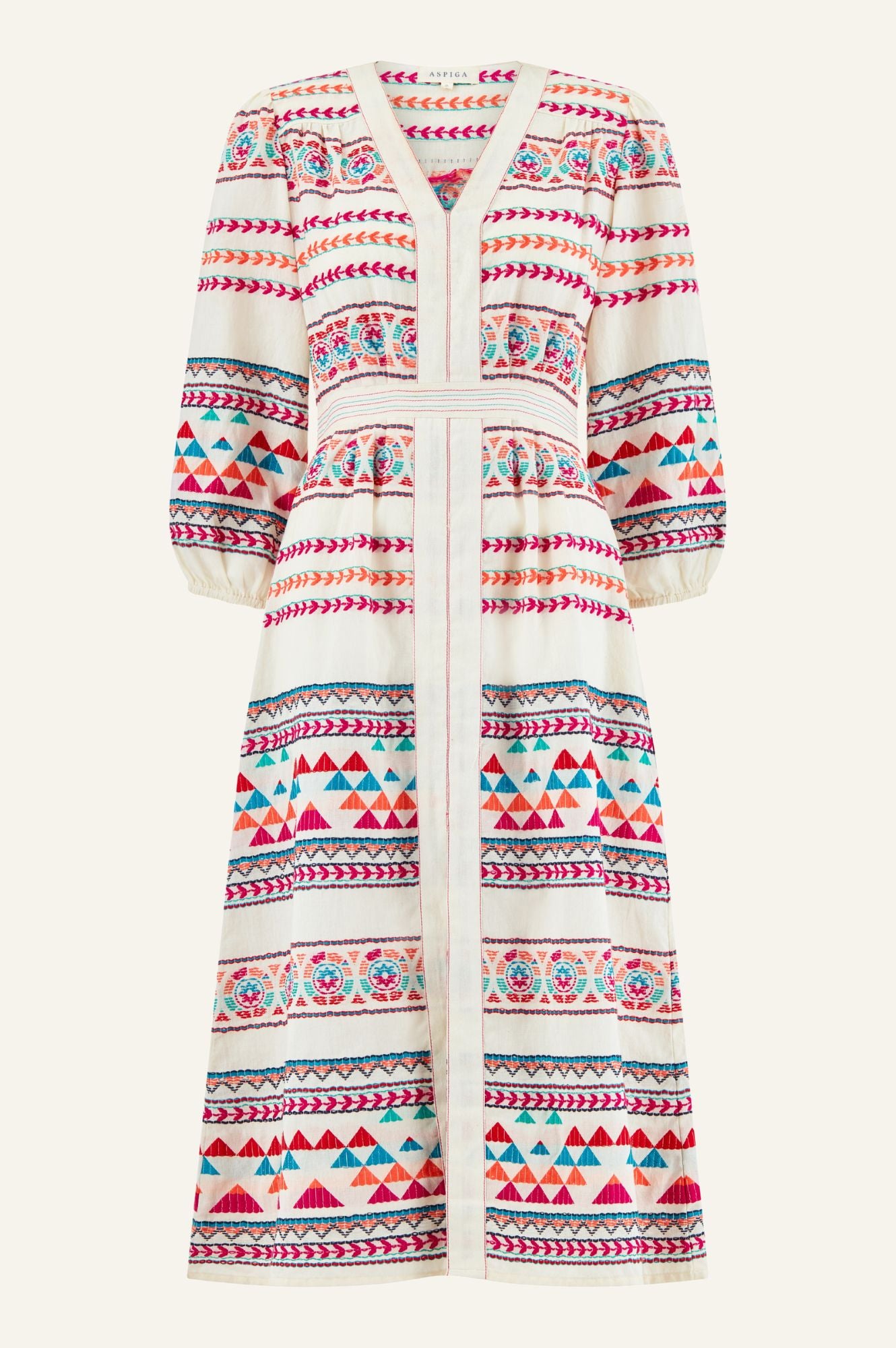 Jamila Jacquard Dress | Ecru/Multi