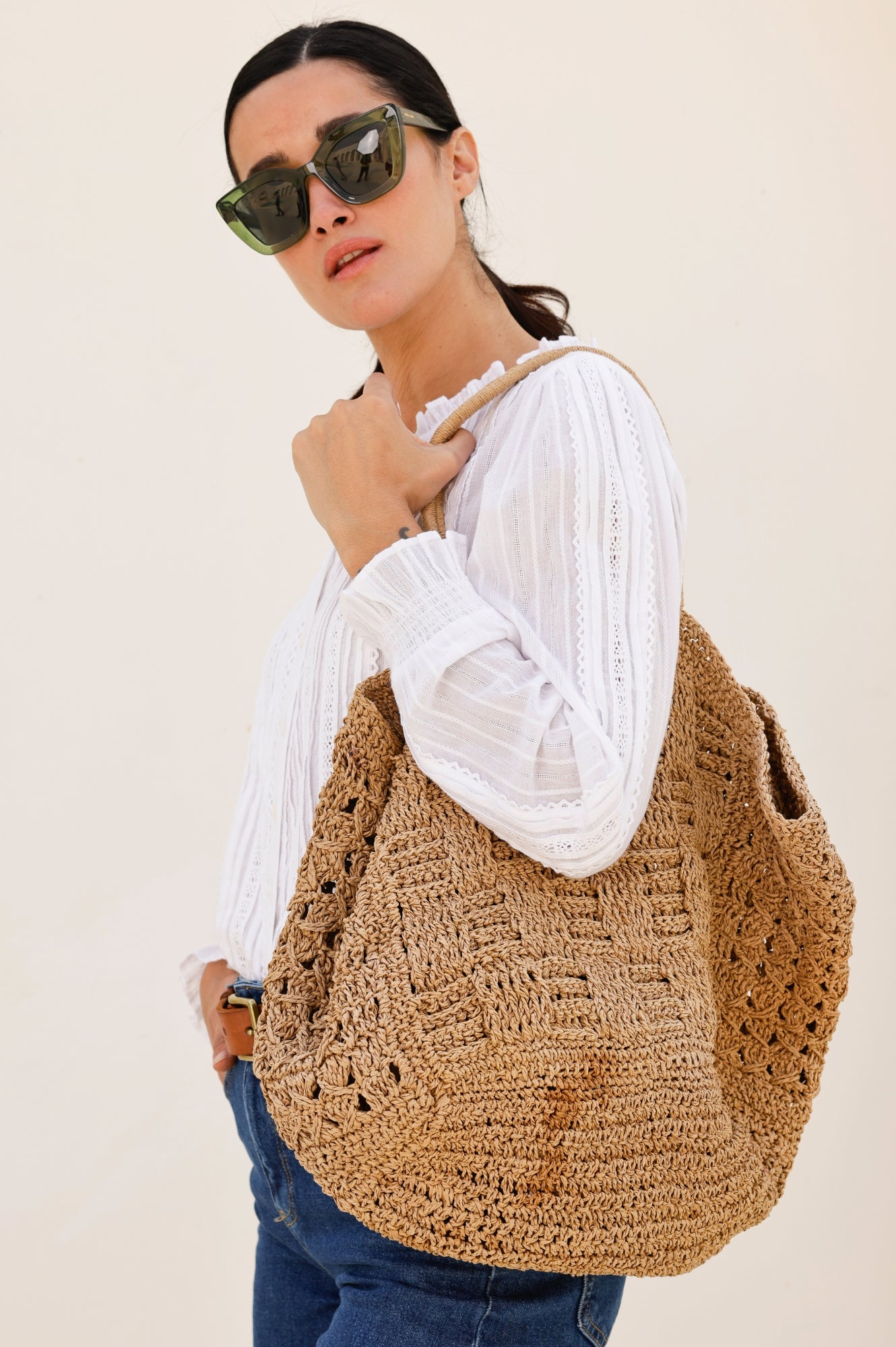 Raffia Tote Bag | Brown