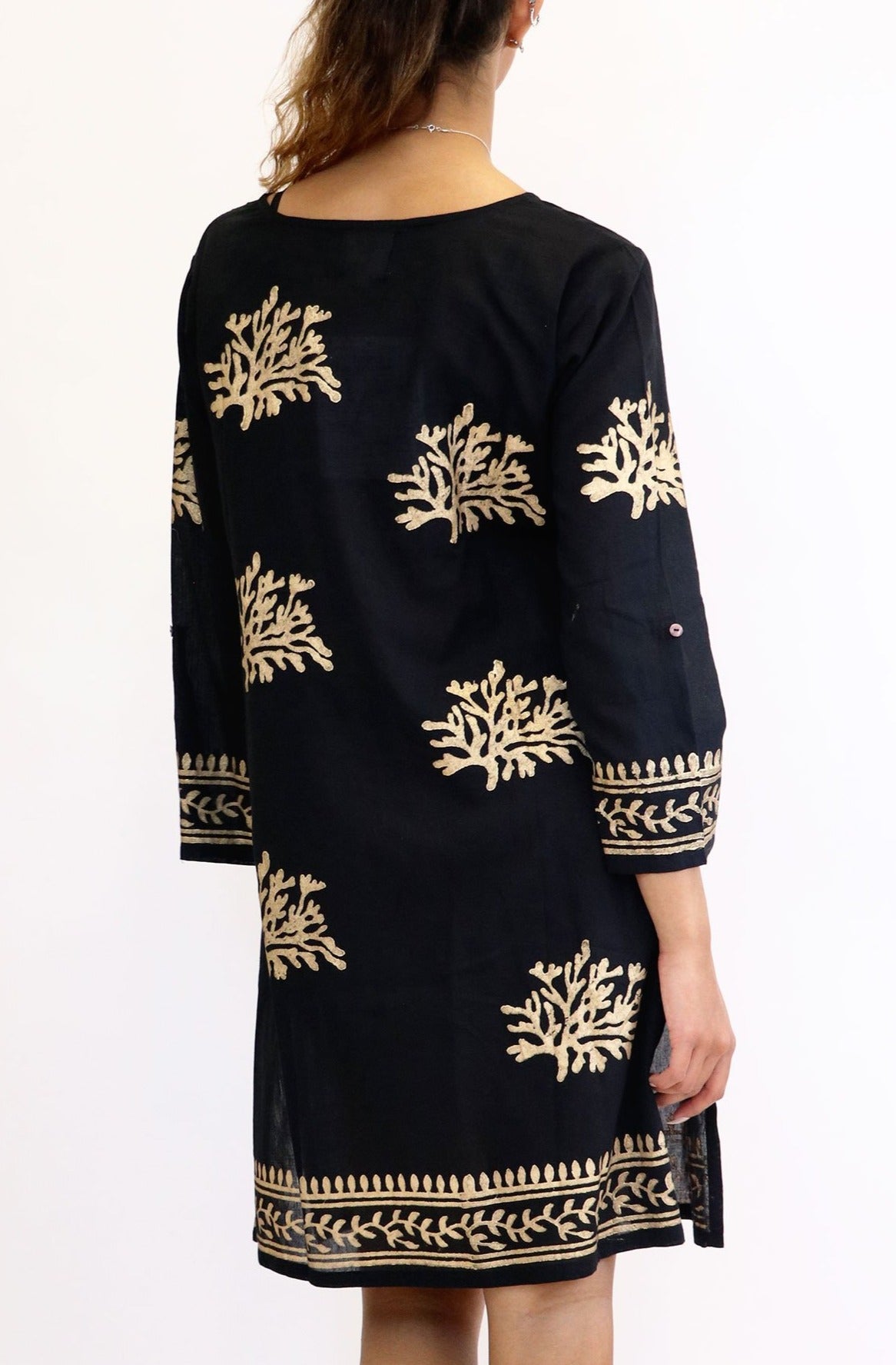 Guadalupe Short Tunic | Black/Gold