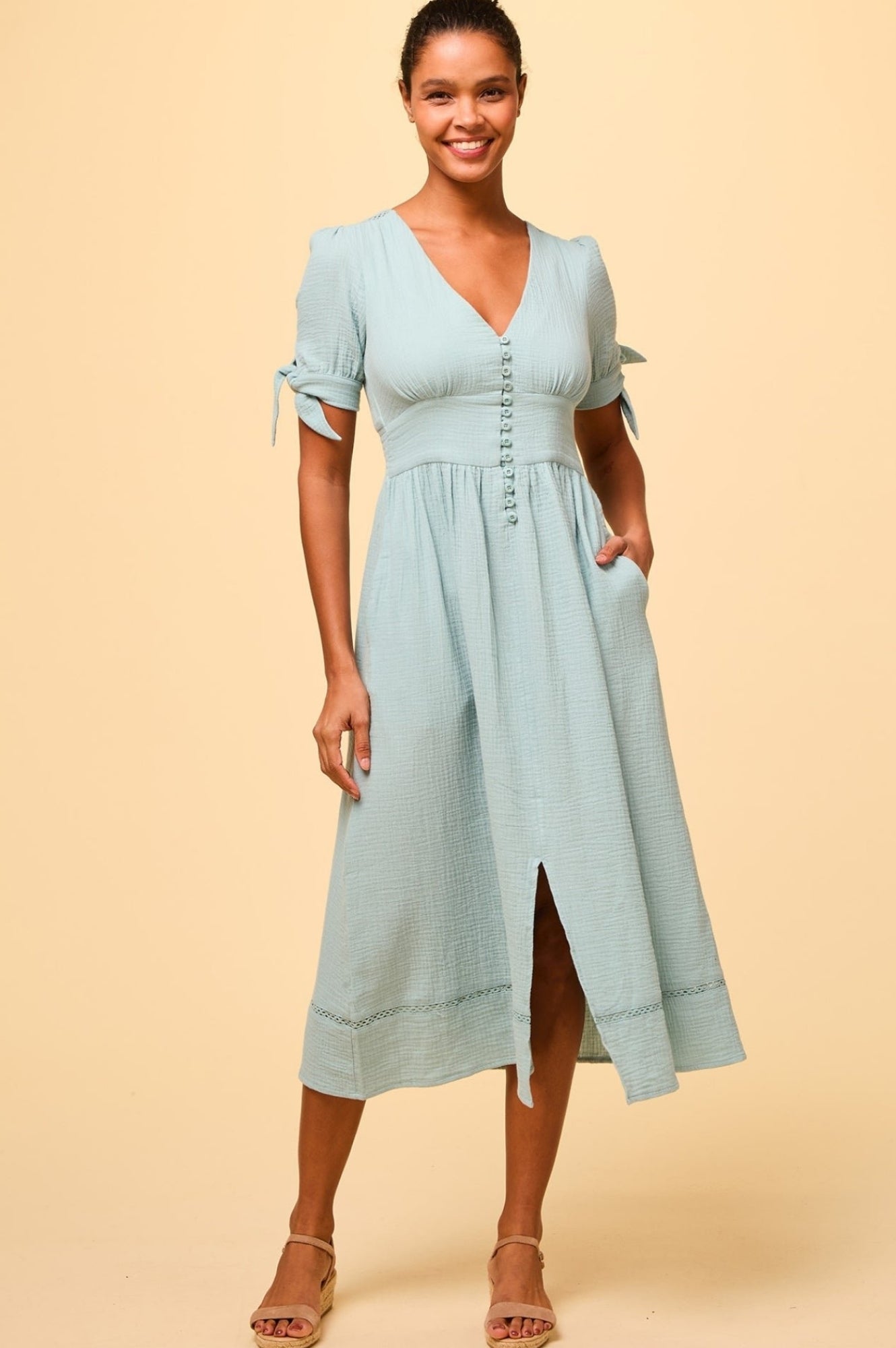 Olga Cheesecloth Dress | Aqua
