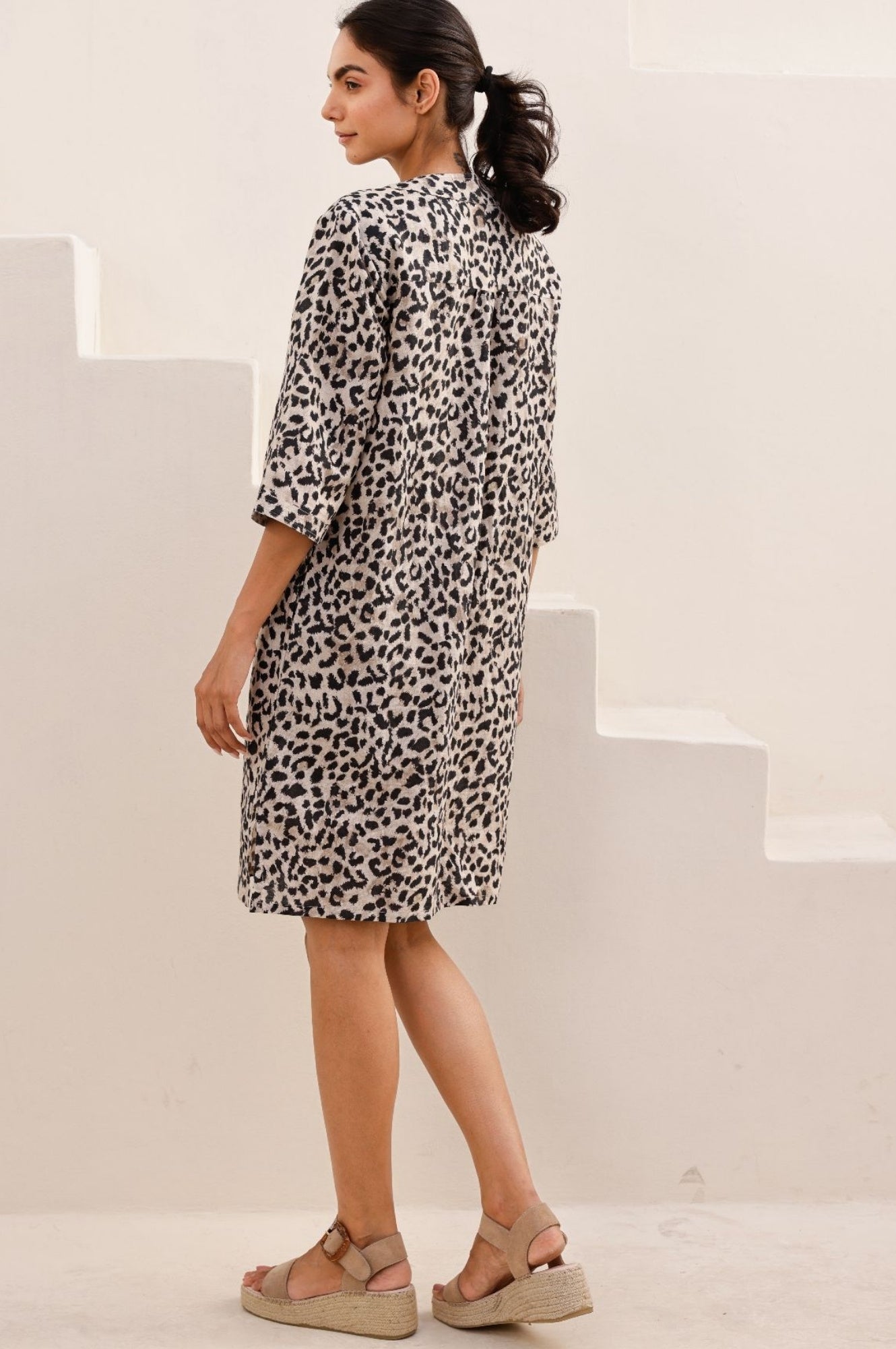 Calvi Linen Dress | Leopard Print