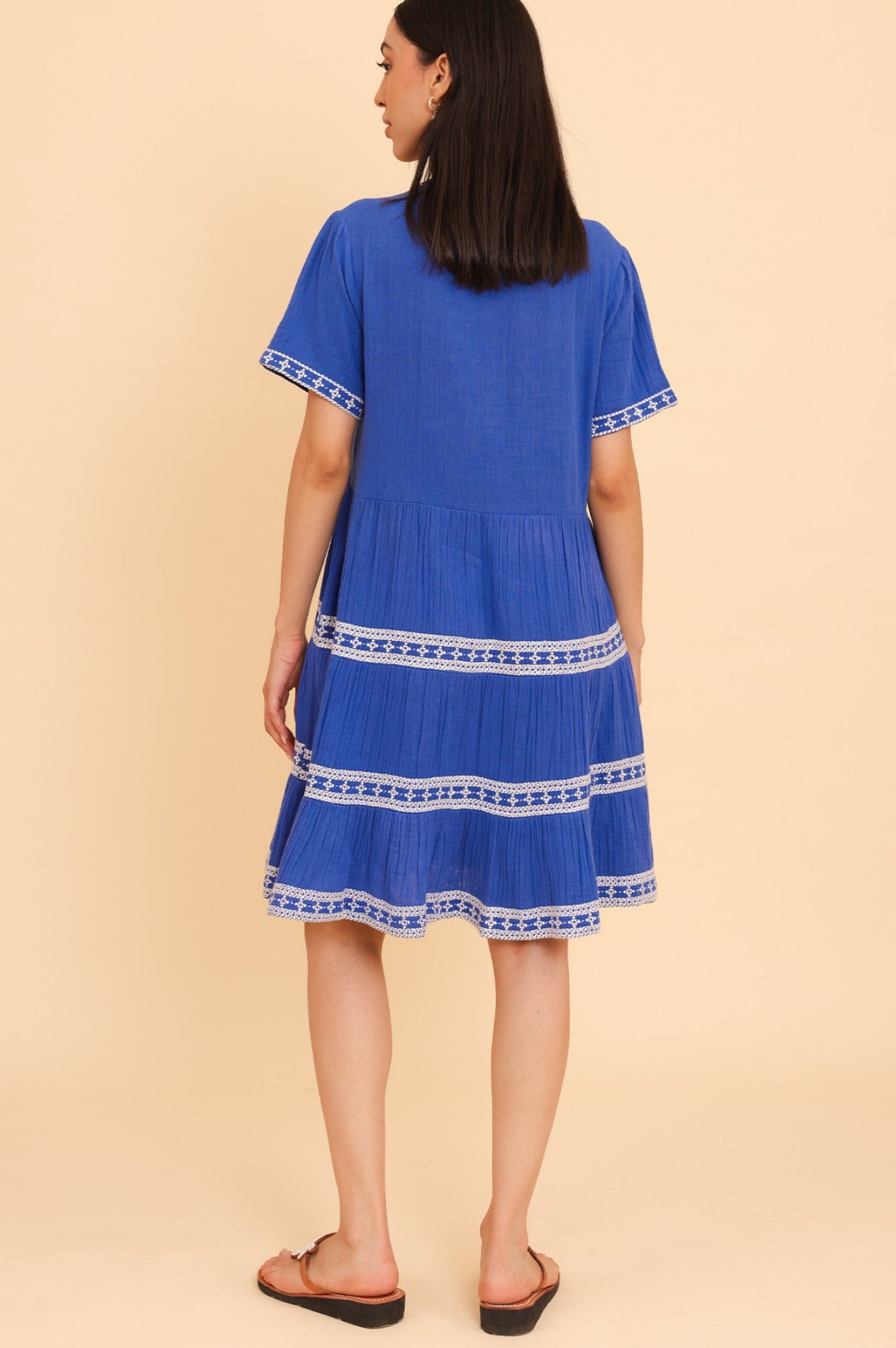 Meredith Organic Cotton Dress | Dazzling Blue/White