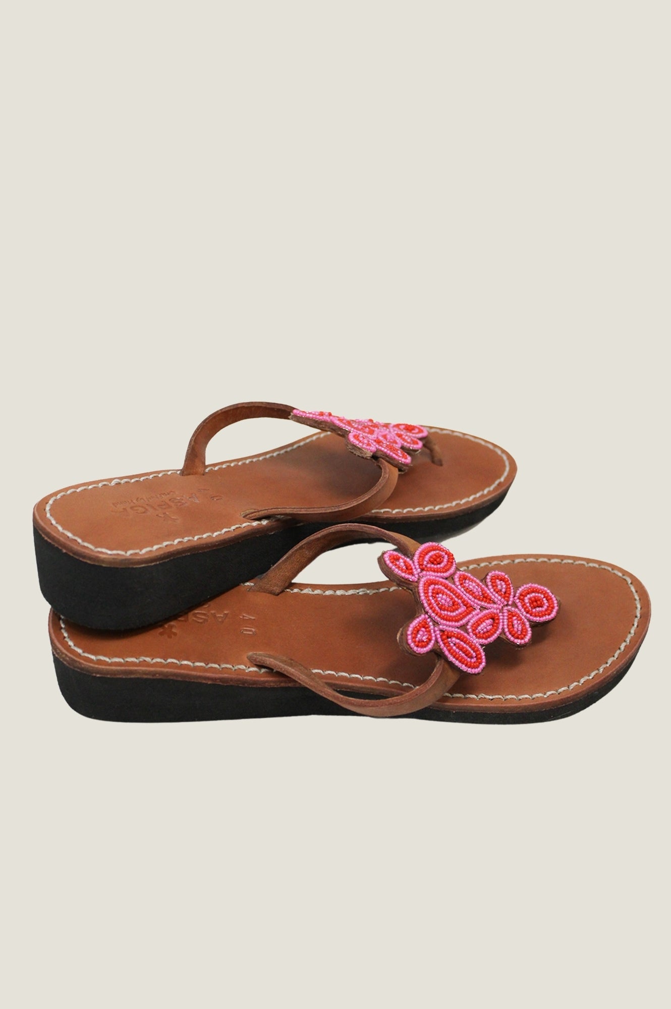Mia Full Beaded Sandals | Pink/Red