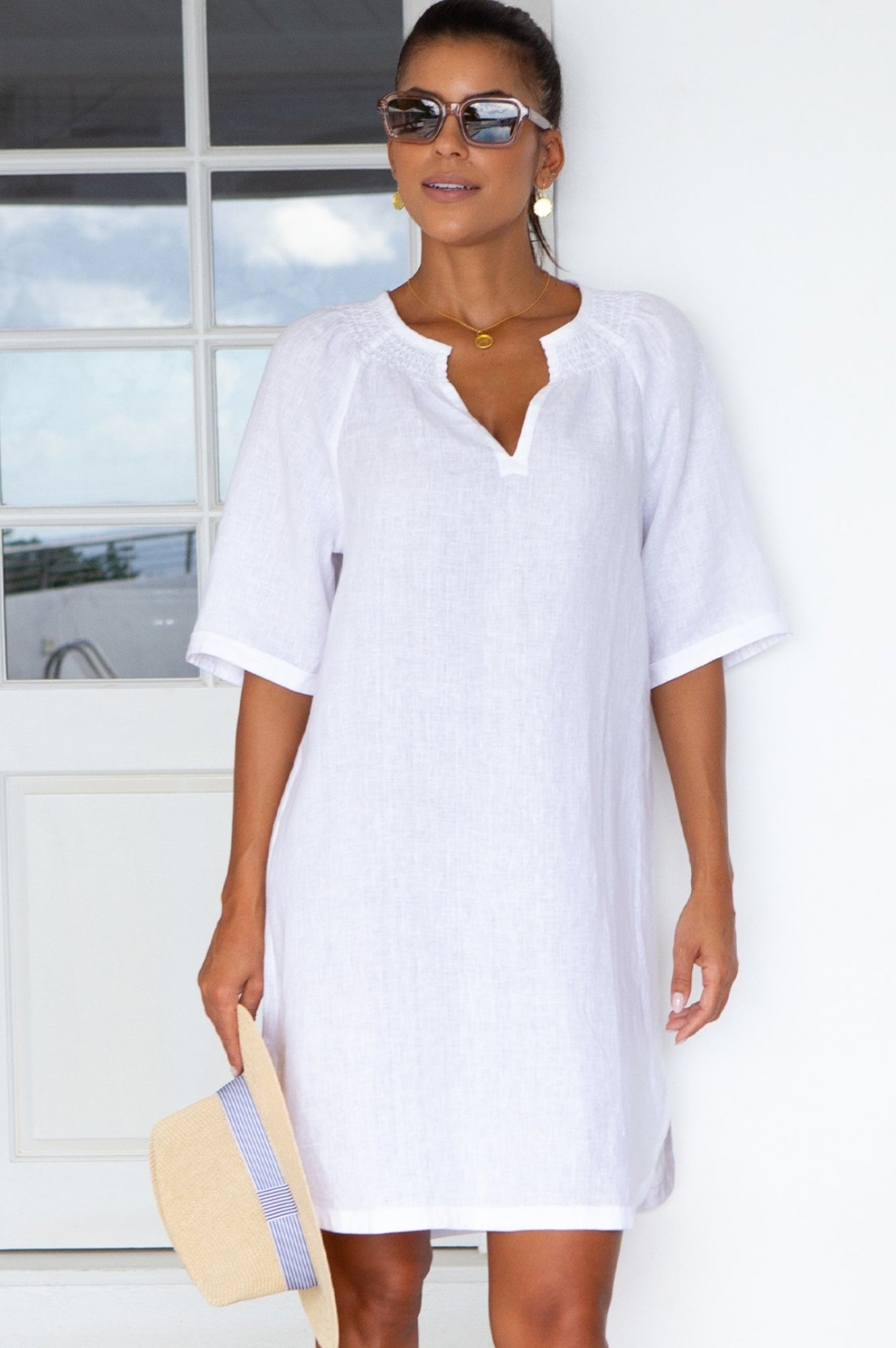 Paxos Linen Dress | White