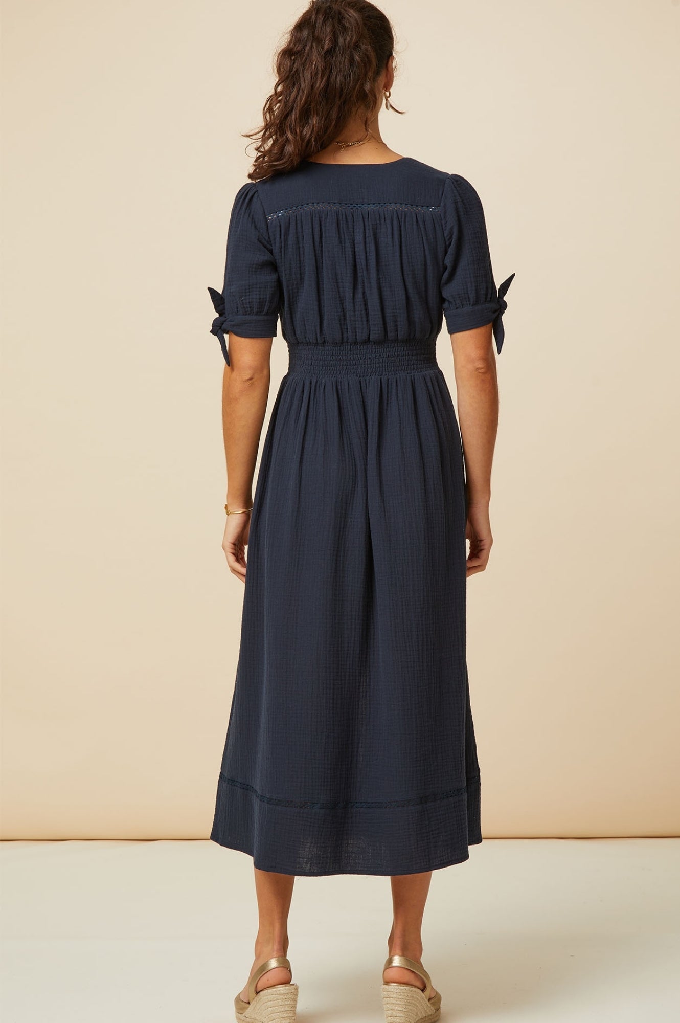 Olga Cheesecloth Dress | Navy