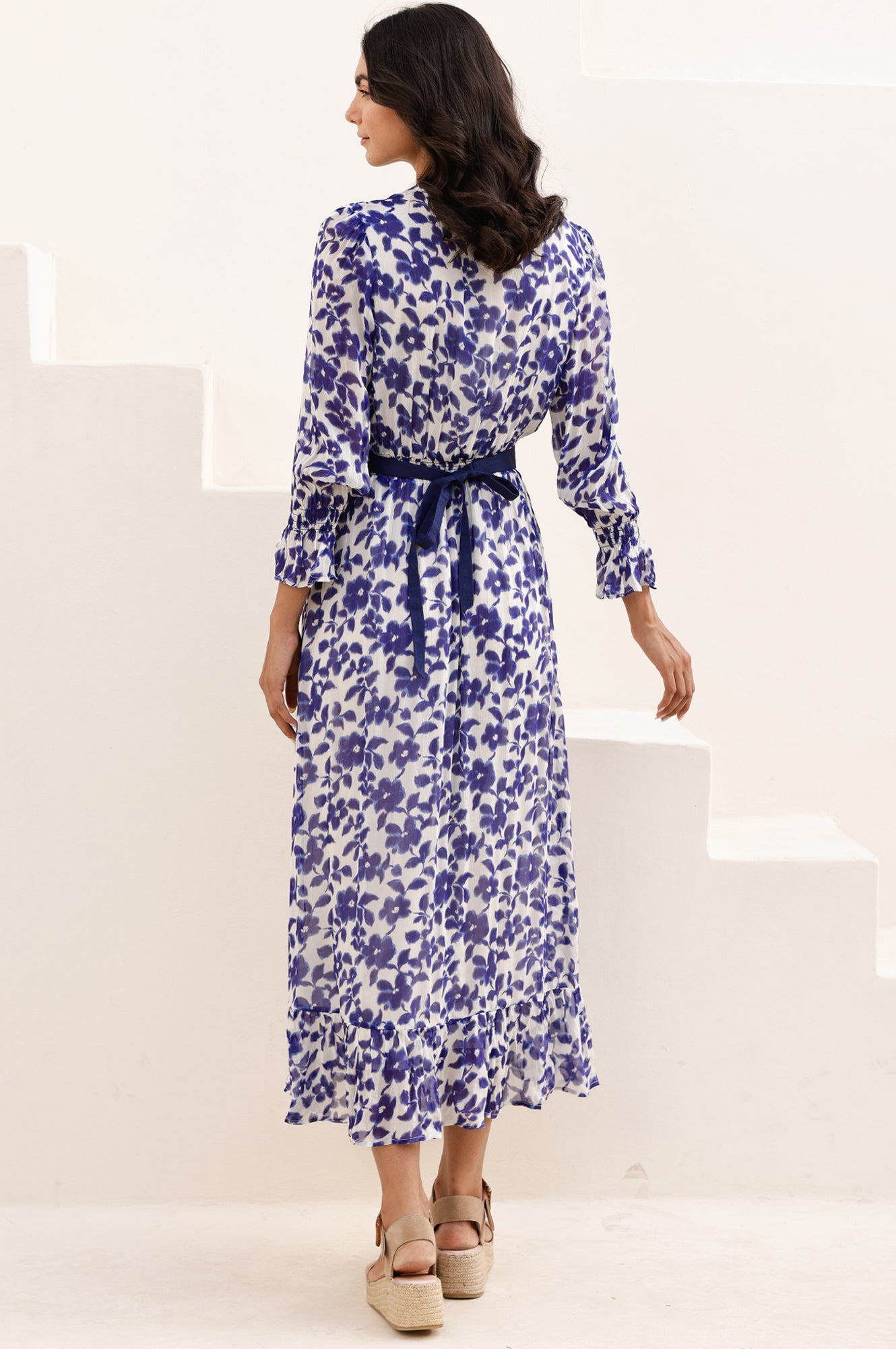 Maeve Georgette Dress | Blossom Navy/White