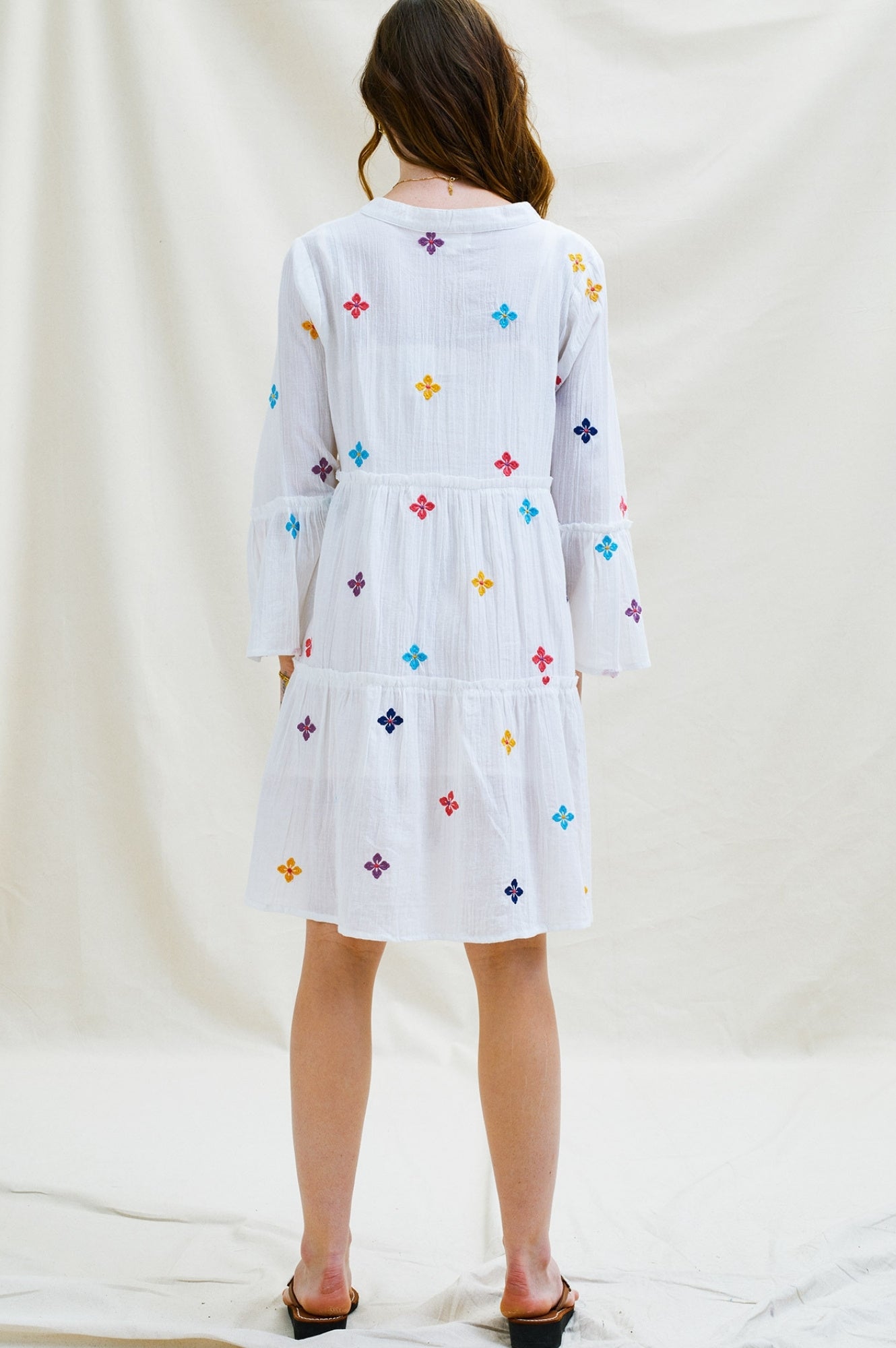 Cristina Embroidered Kaftan | White/Multi