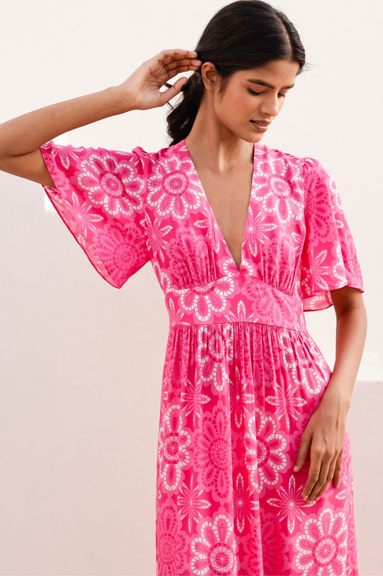 Sylvie EcoVero™ Dress | Lace Floral Pink/White