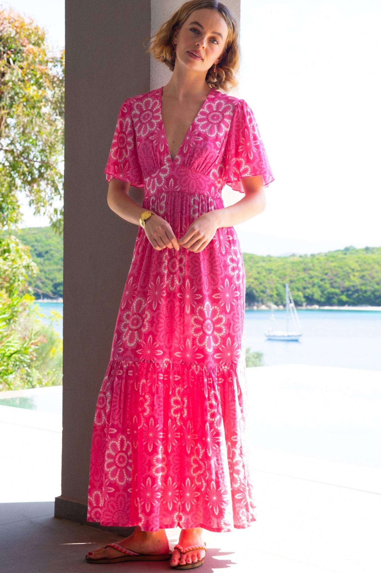 Sylvie EcoVero™ Dress | Lace Floral Pink/White