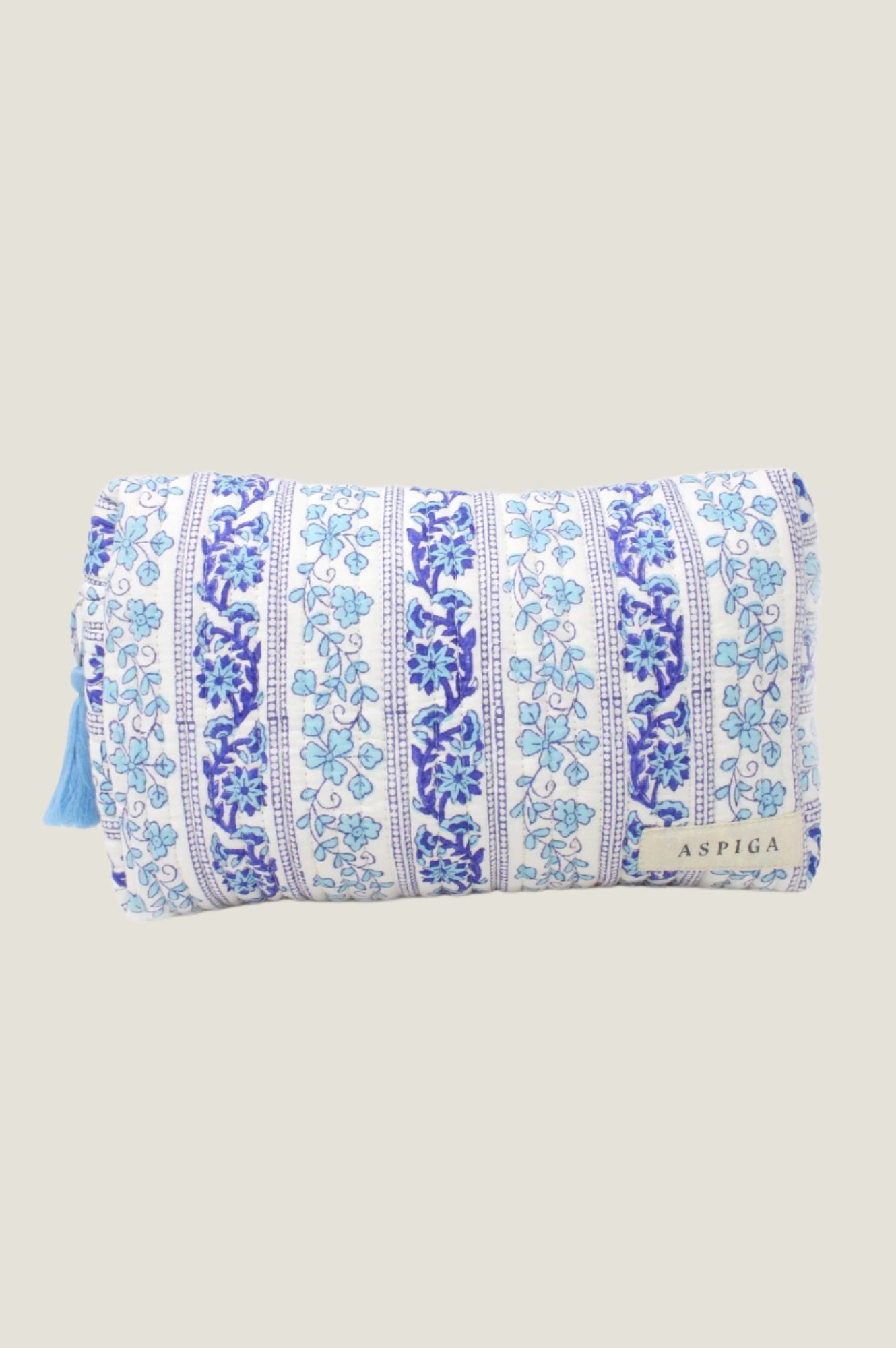 Large Wash Bag | Linear Botanical Blue
