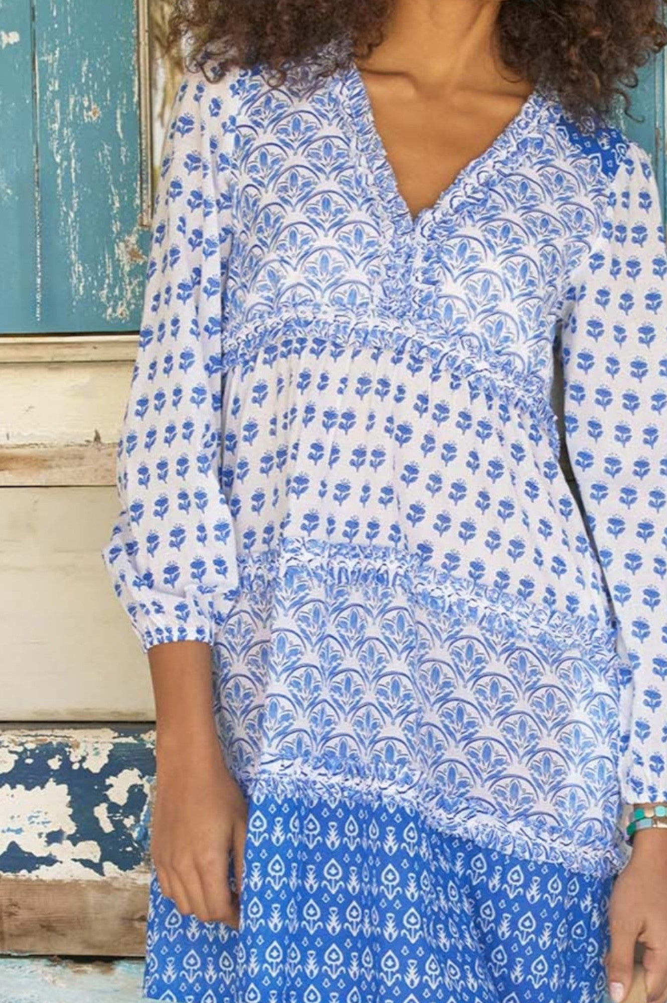 Henrietta Dress | Print Mix White/Blue