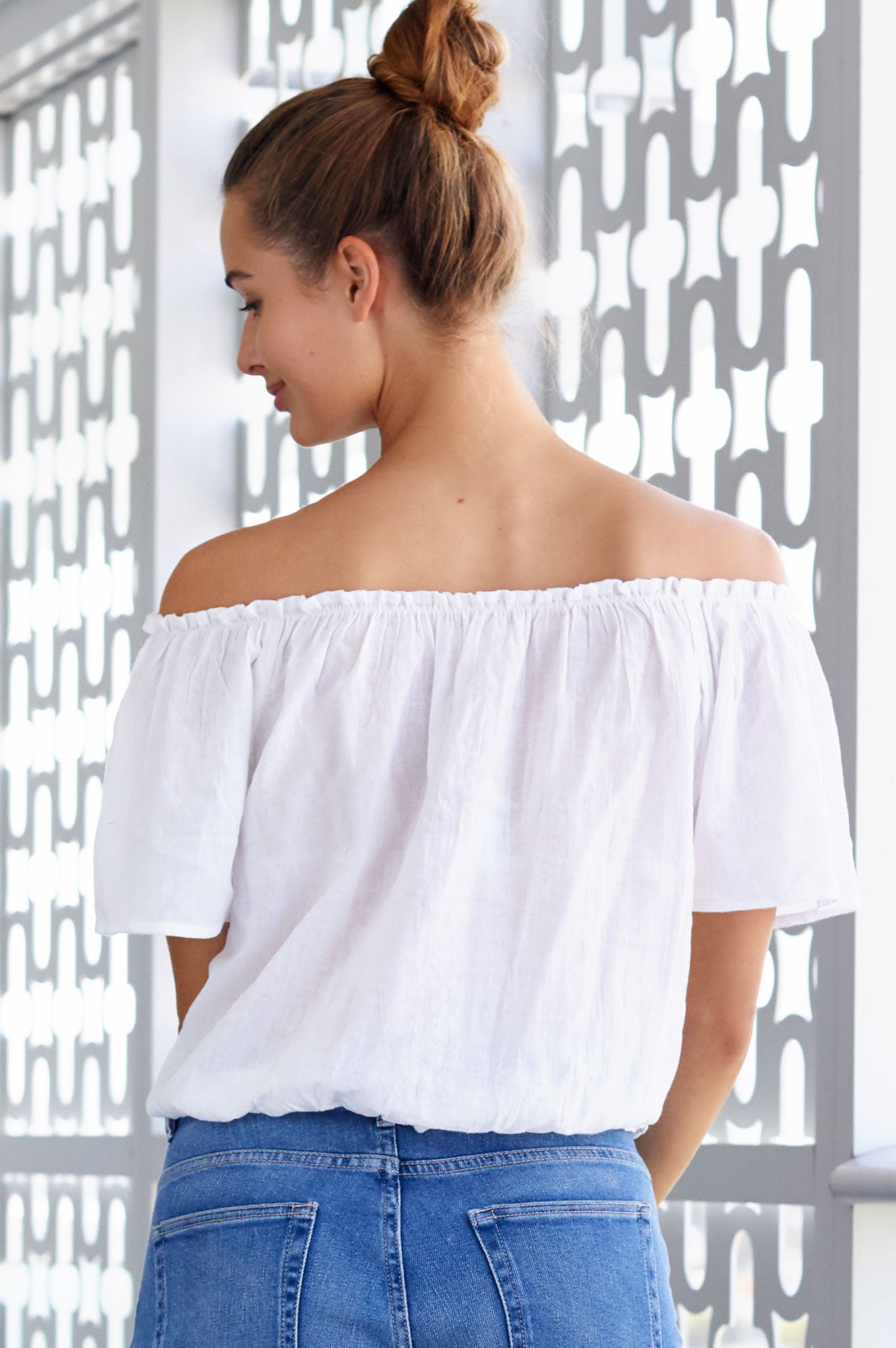 Ilana Frill Organic Cotton Gauze Top | White