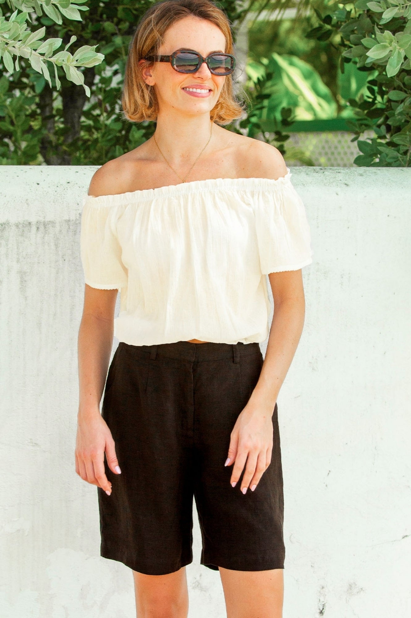 Ilana Frill Organic Cotton Gauze Top | Cream