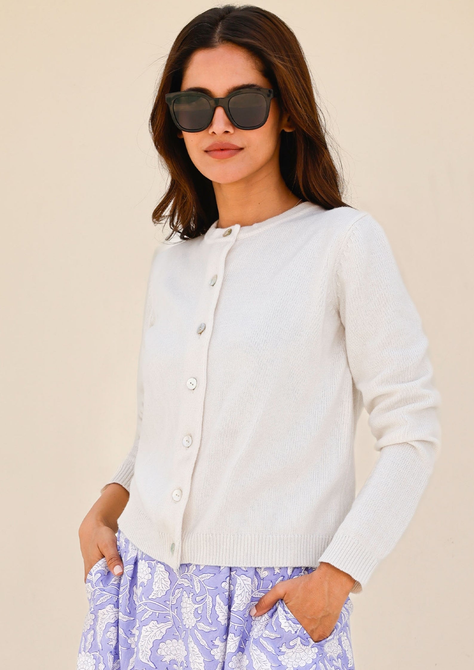 Merino Wool Classic Cardigan | Ivory