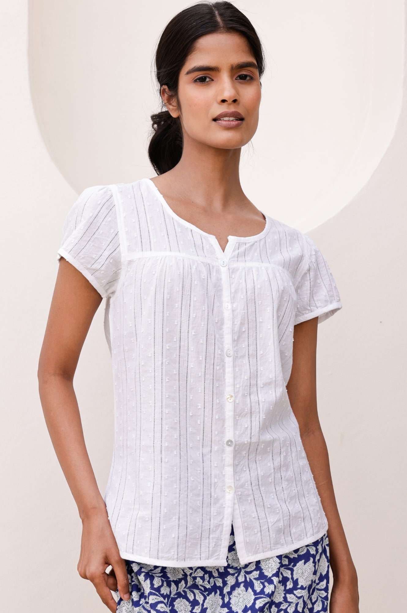 Lisbon Cotton Dobby Shirt | White