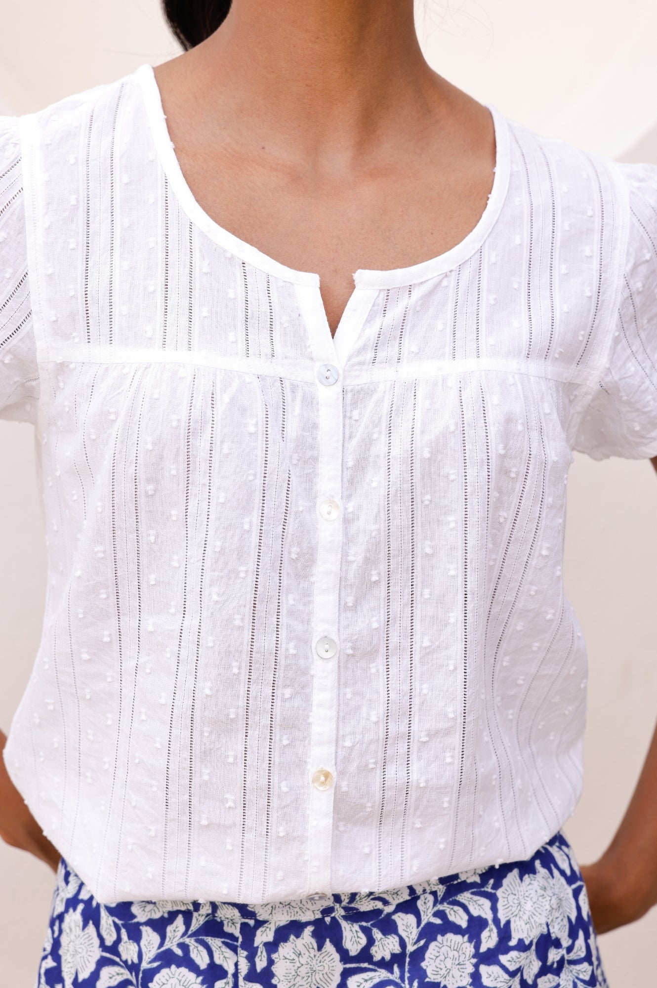 Lisbon Cotton Dobby Shirt | White