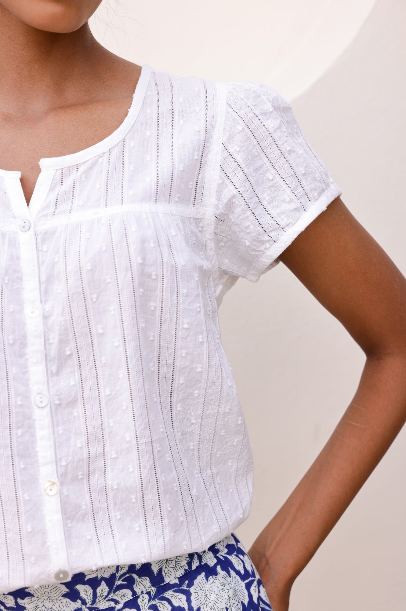 Lisbon Cotton Dobby Shirt | White