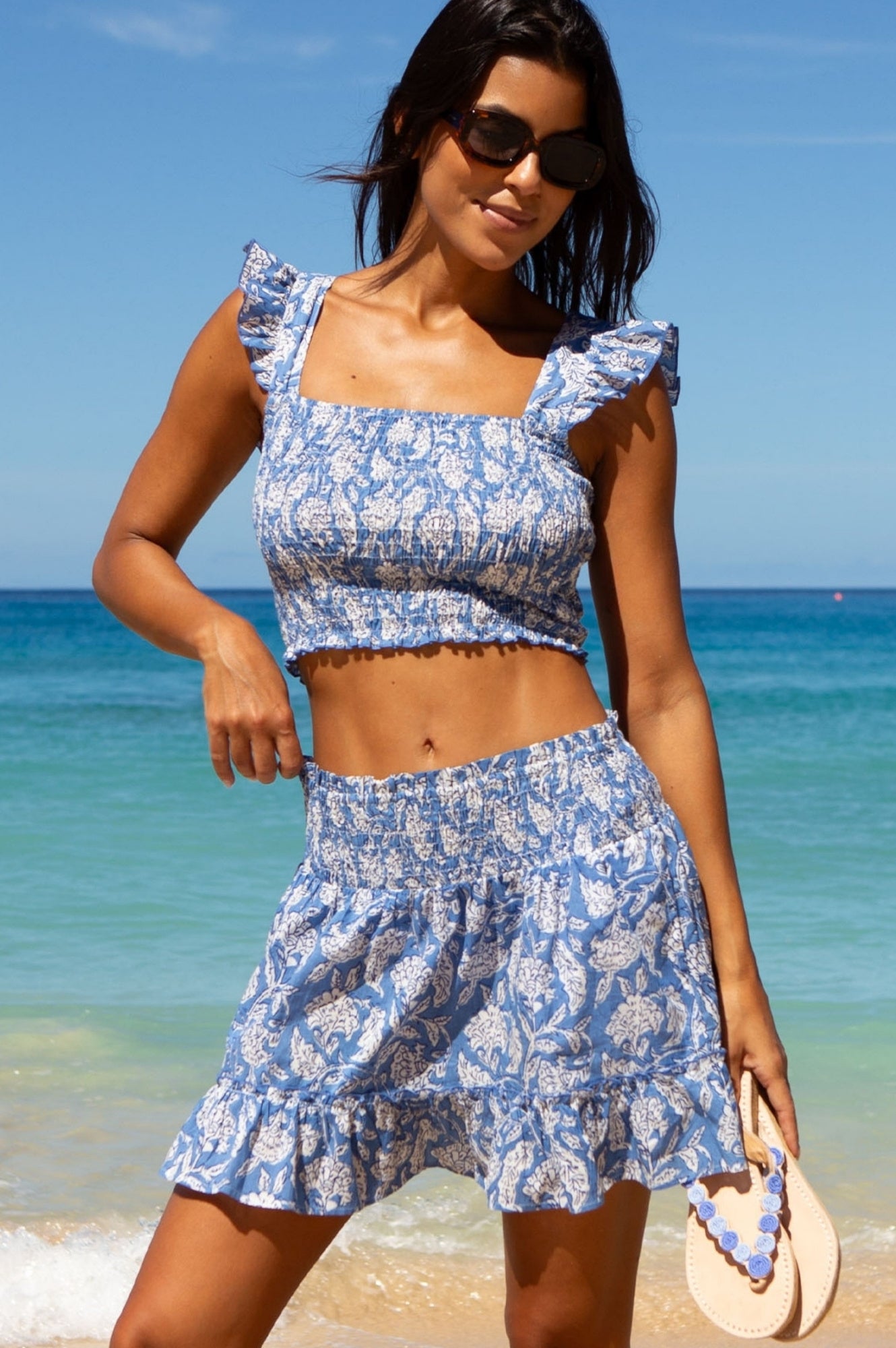 Emani Organic Cotton Skirt | Dianthus Blue/White