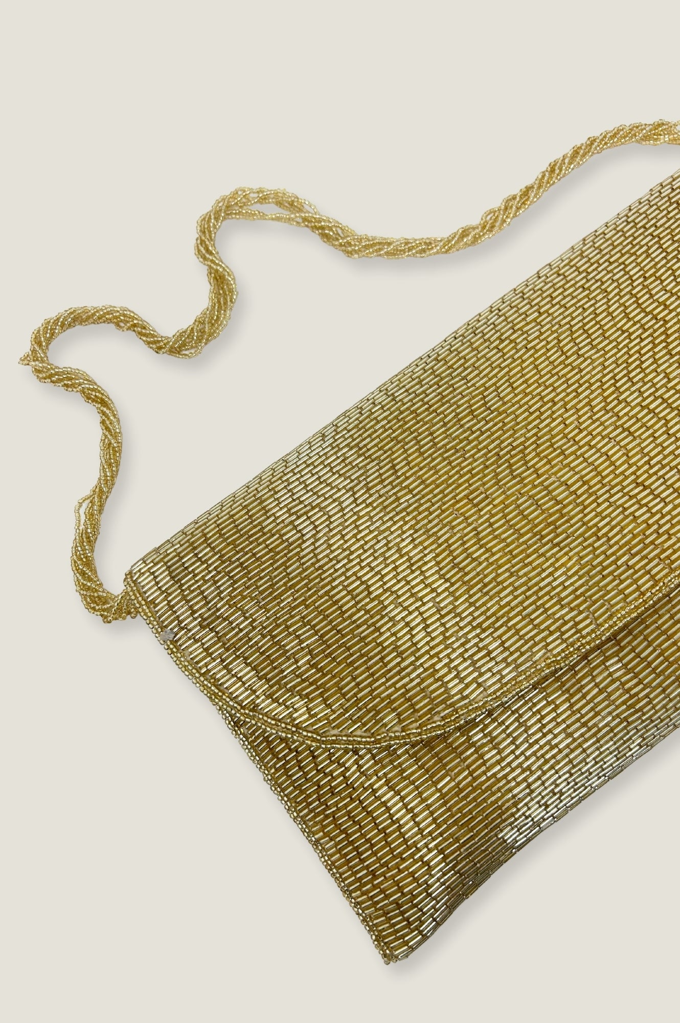 Beaded Clutch Bag | Light Gold