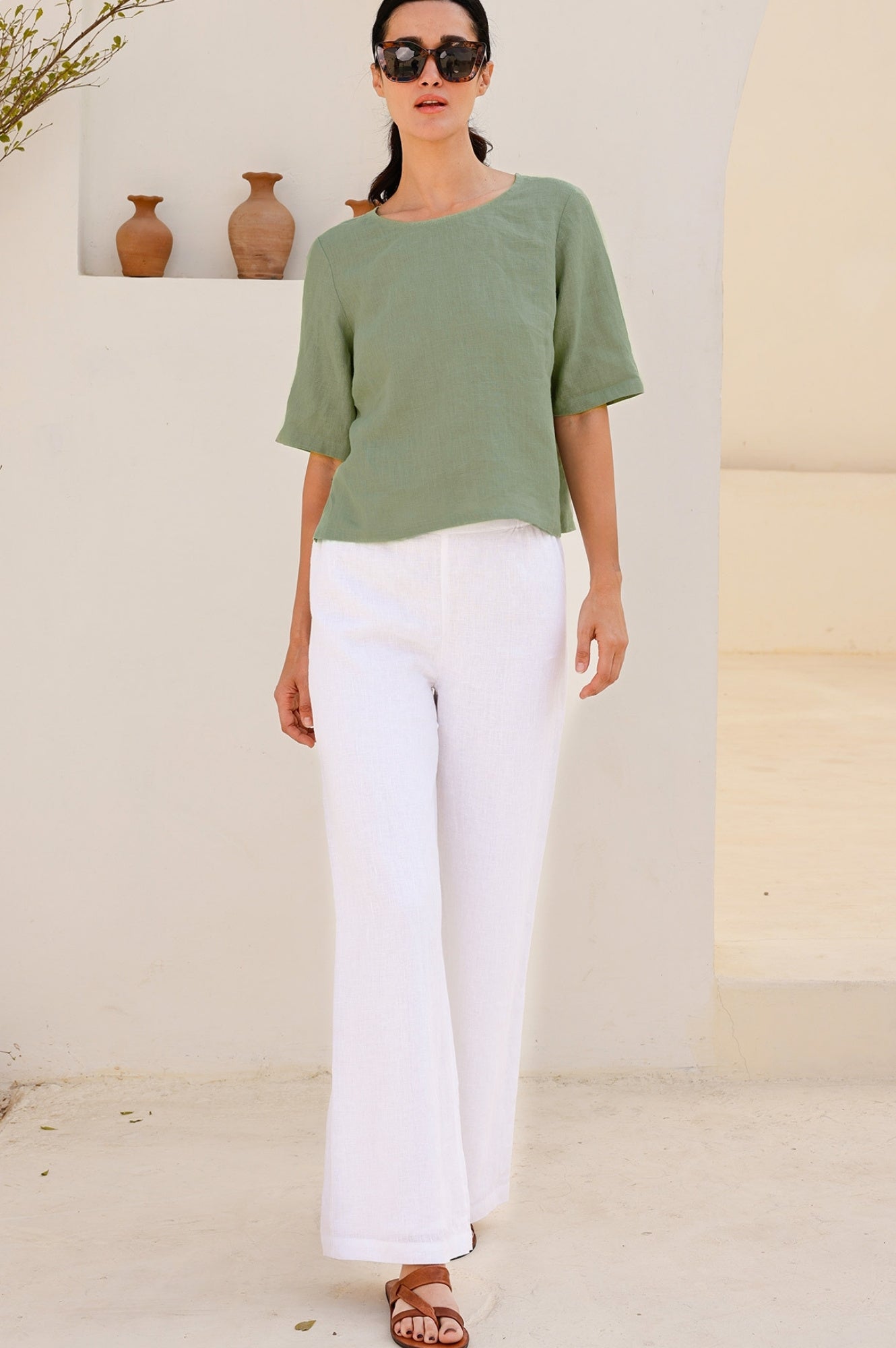 Linen Shell Top | Light Khaki