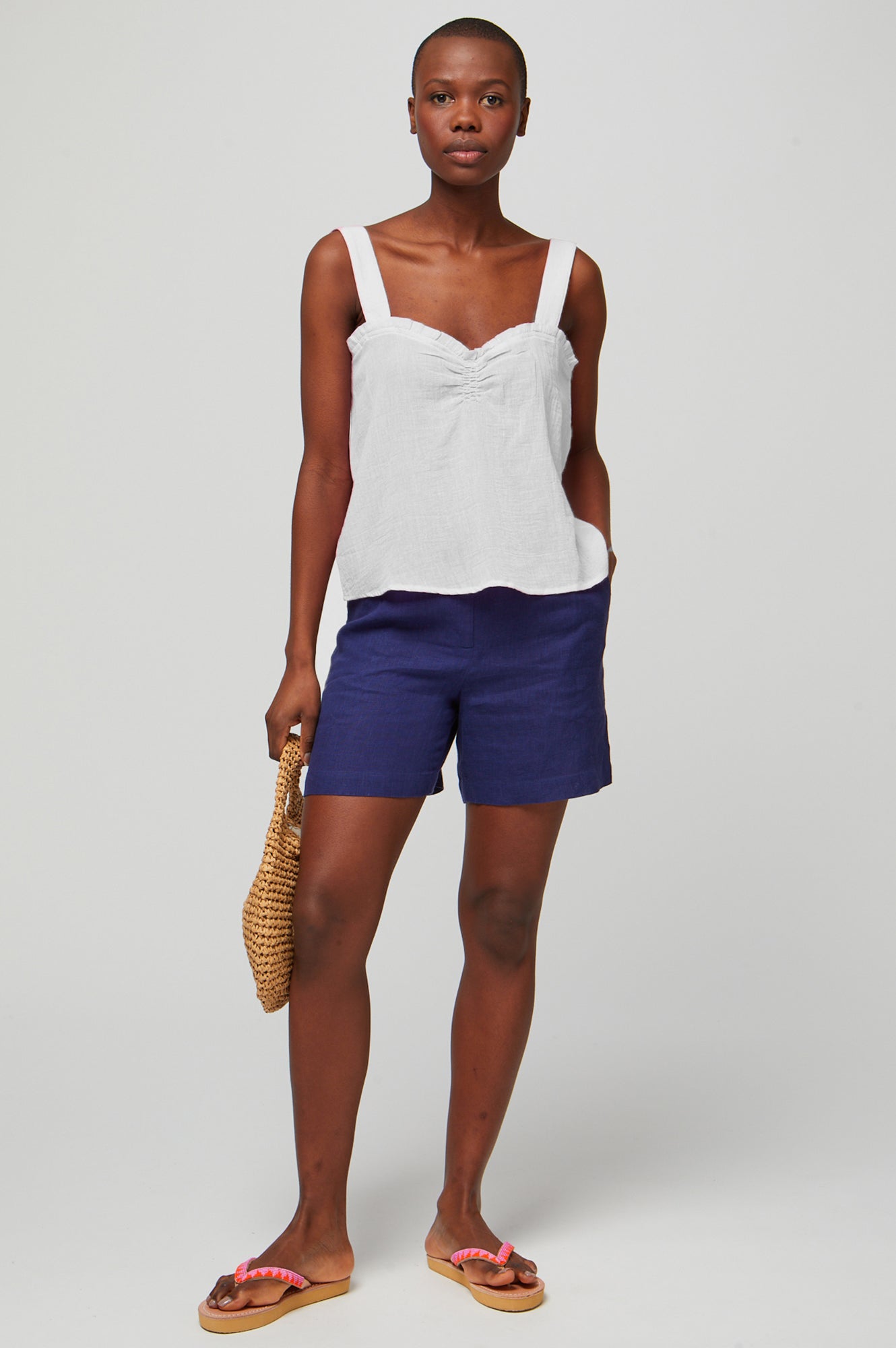 Piper Lace Trim Top | White