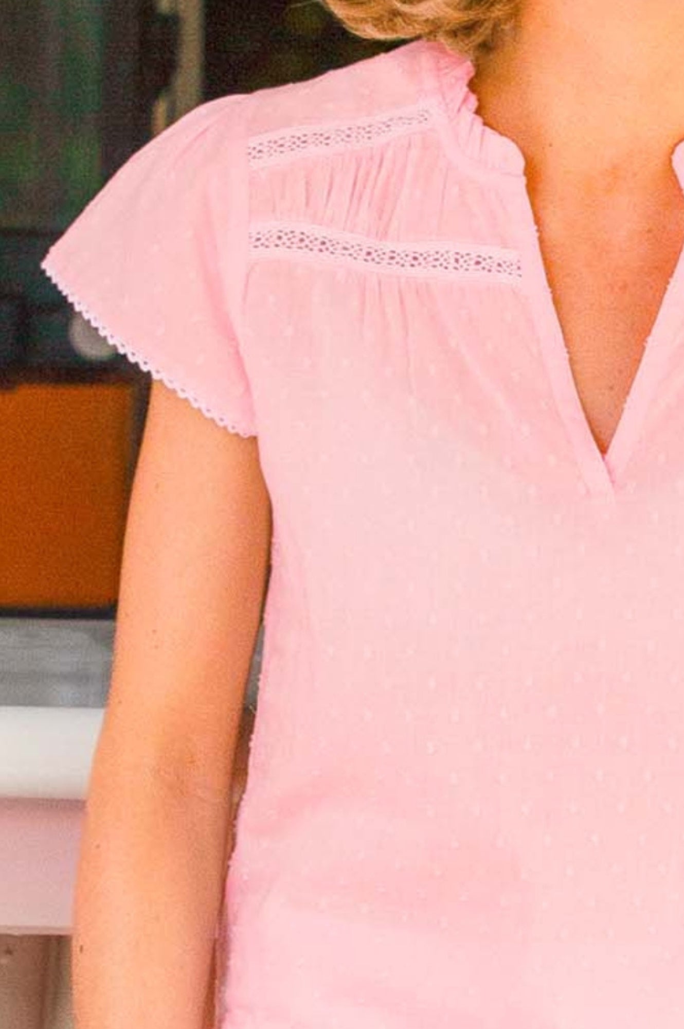 Vanya Organic Cotton Dobby Blouse | Baby Pink