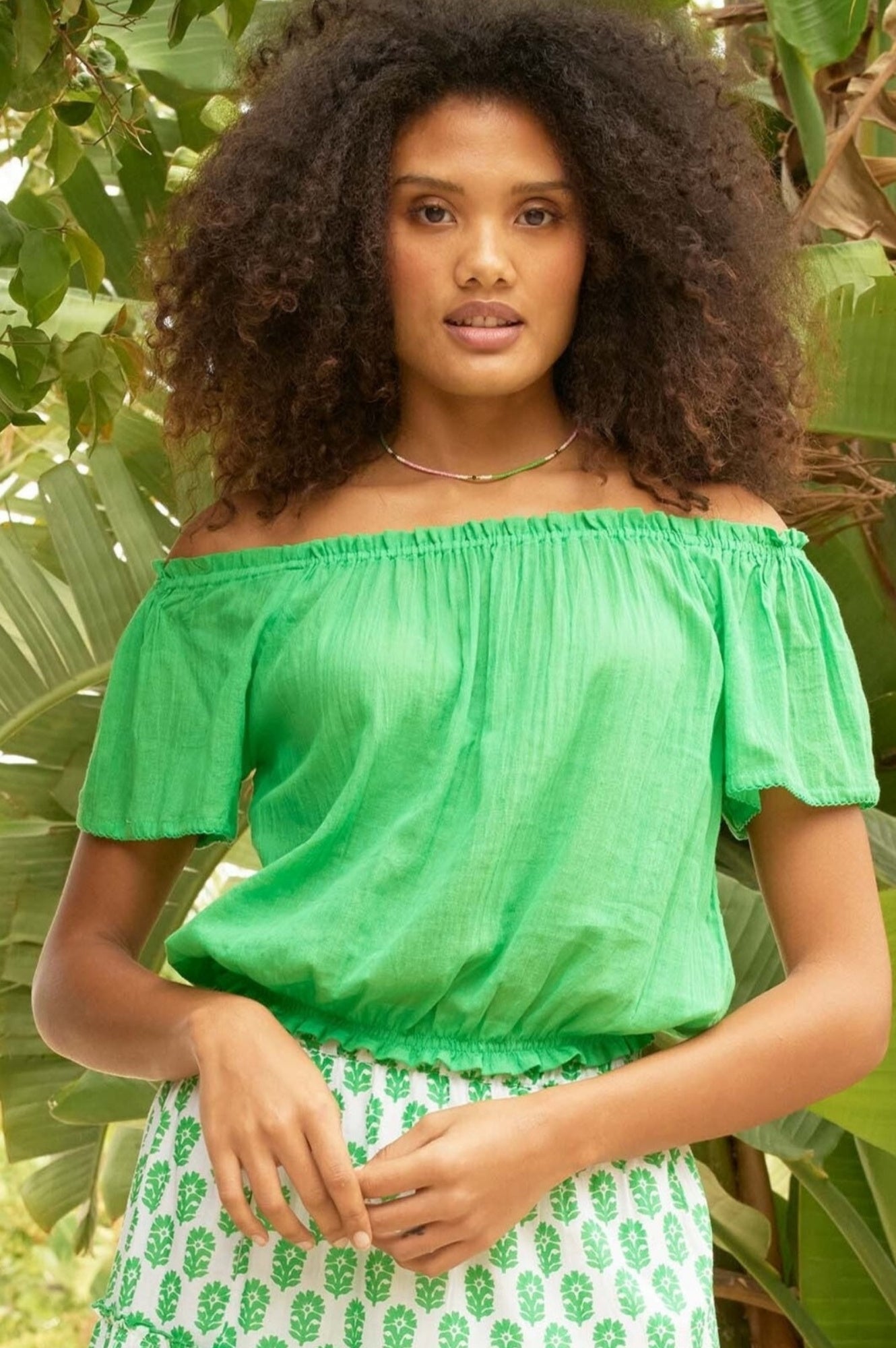 Ilana Frill Organic Cotton Gauze Top | Green