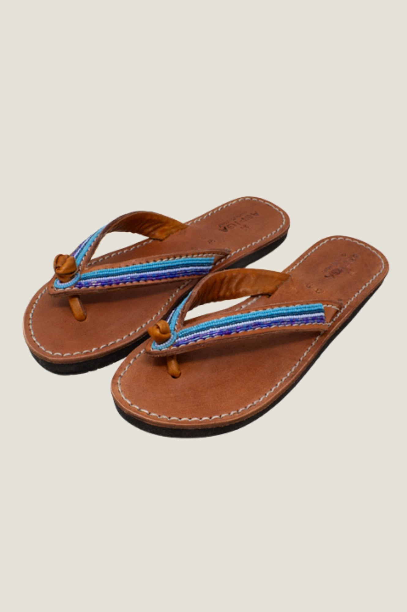 Tanzi Soft Padded Sole Leather Sandals | Blue
