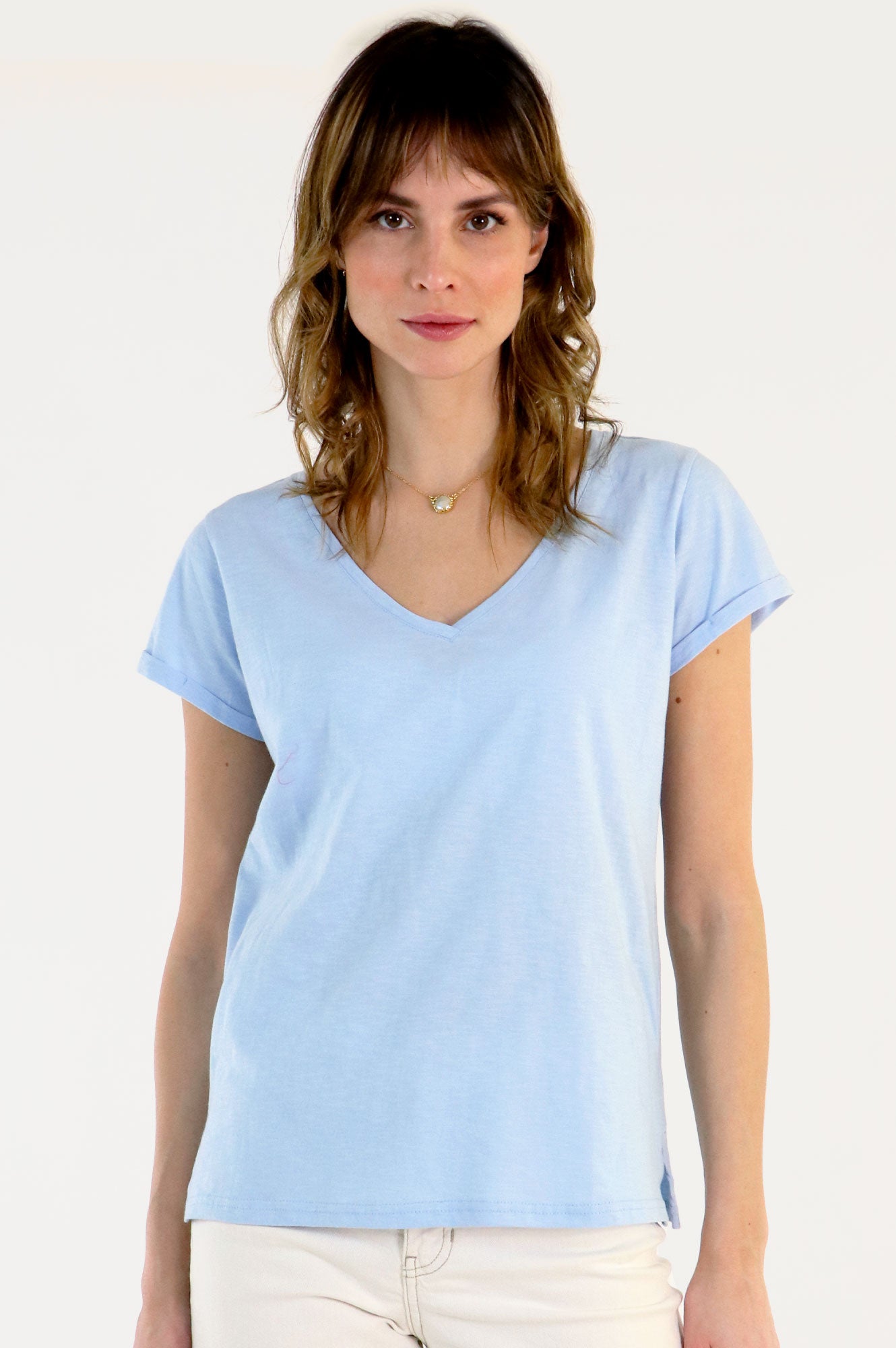 Organic Cotton V-Neck T-Shirt | Blue