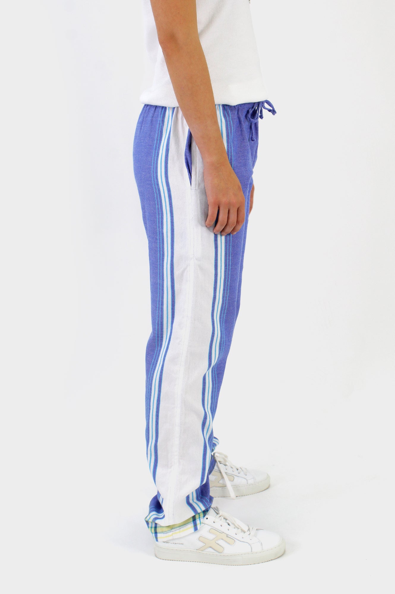 Unisex Kikoy Trousers | Denim Blue/White