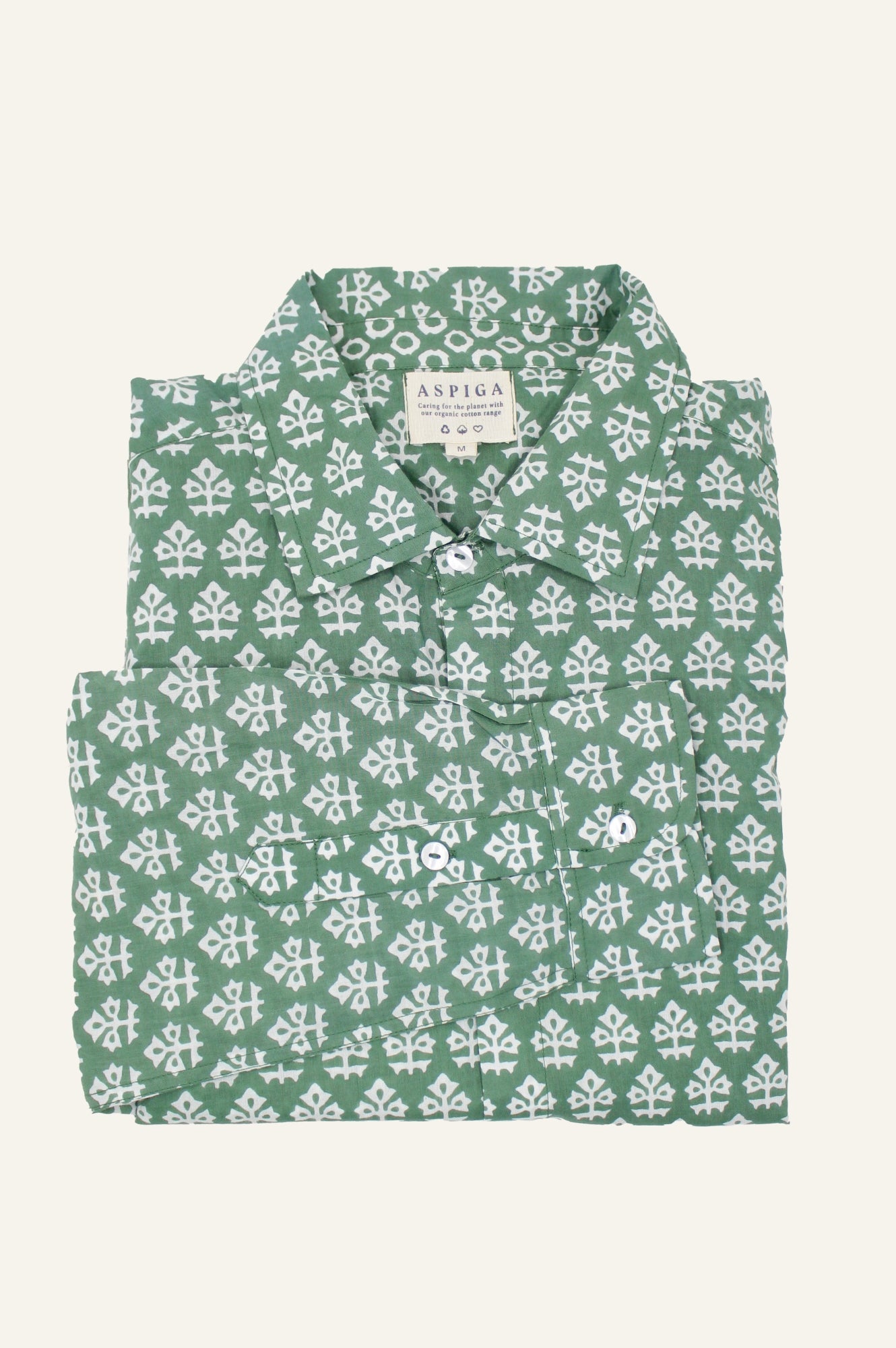 Men's Printed Cotton Shirt | Batik Khaki