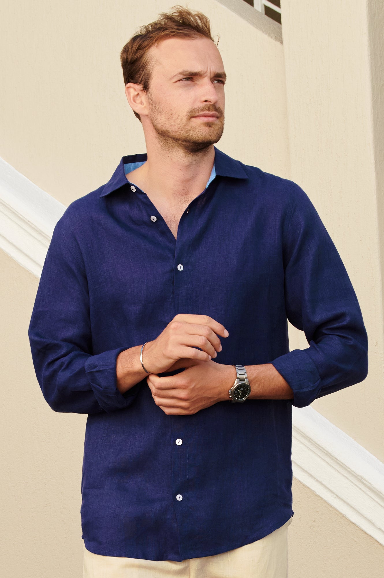 Men's Premium Linen Shirt | Navy