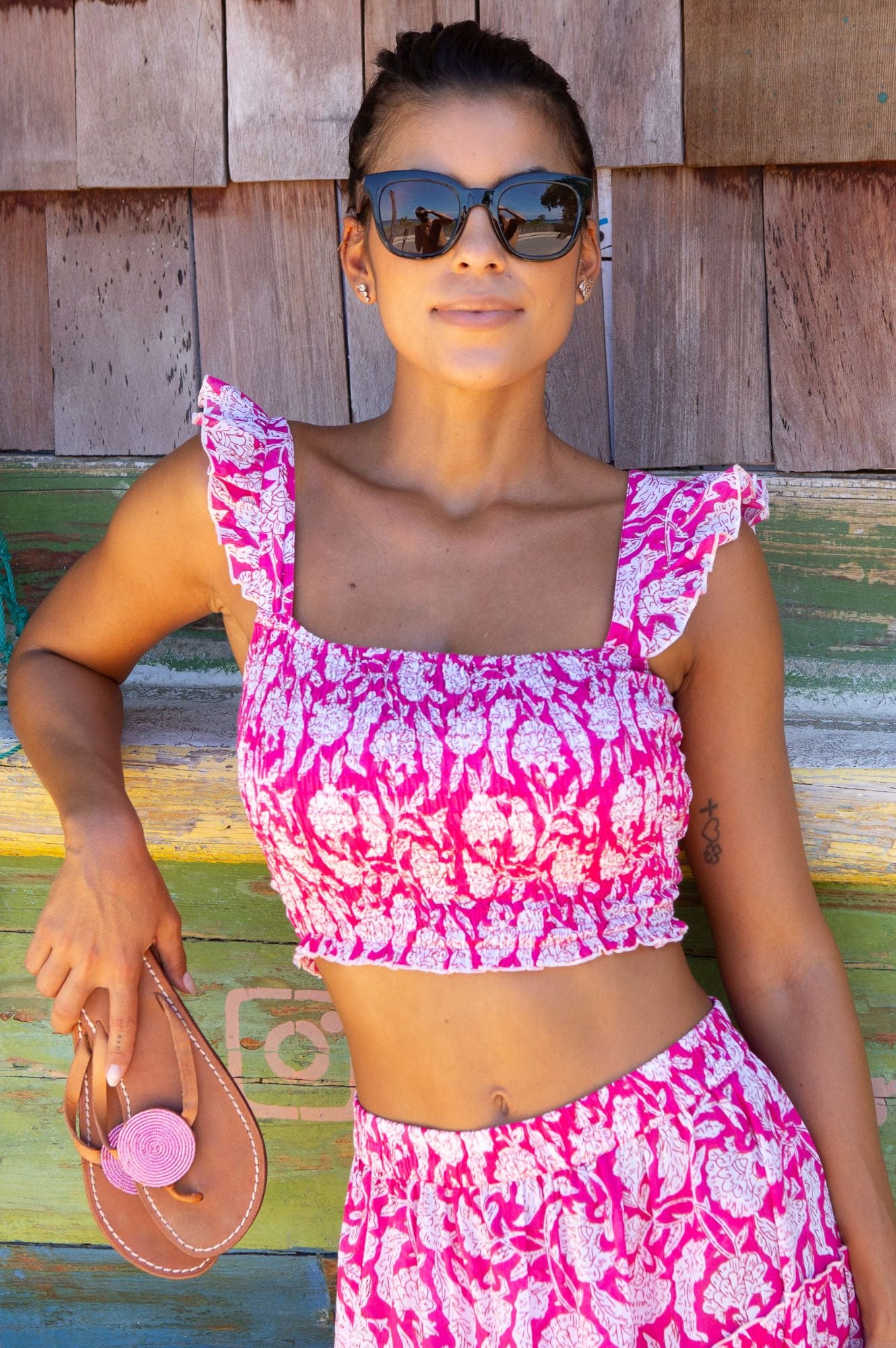 Bryony Organic Cotton Top | Dianthus Pink/White