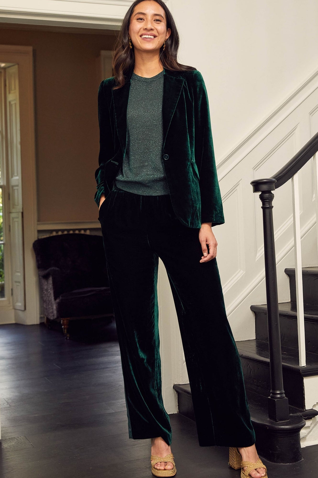 Asha Velvet Blazer | Emerald