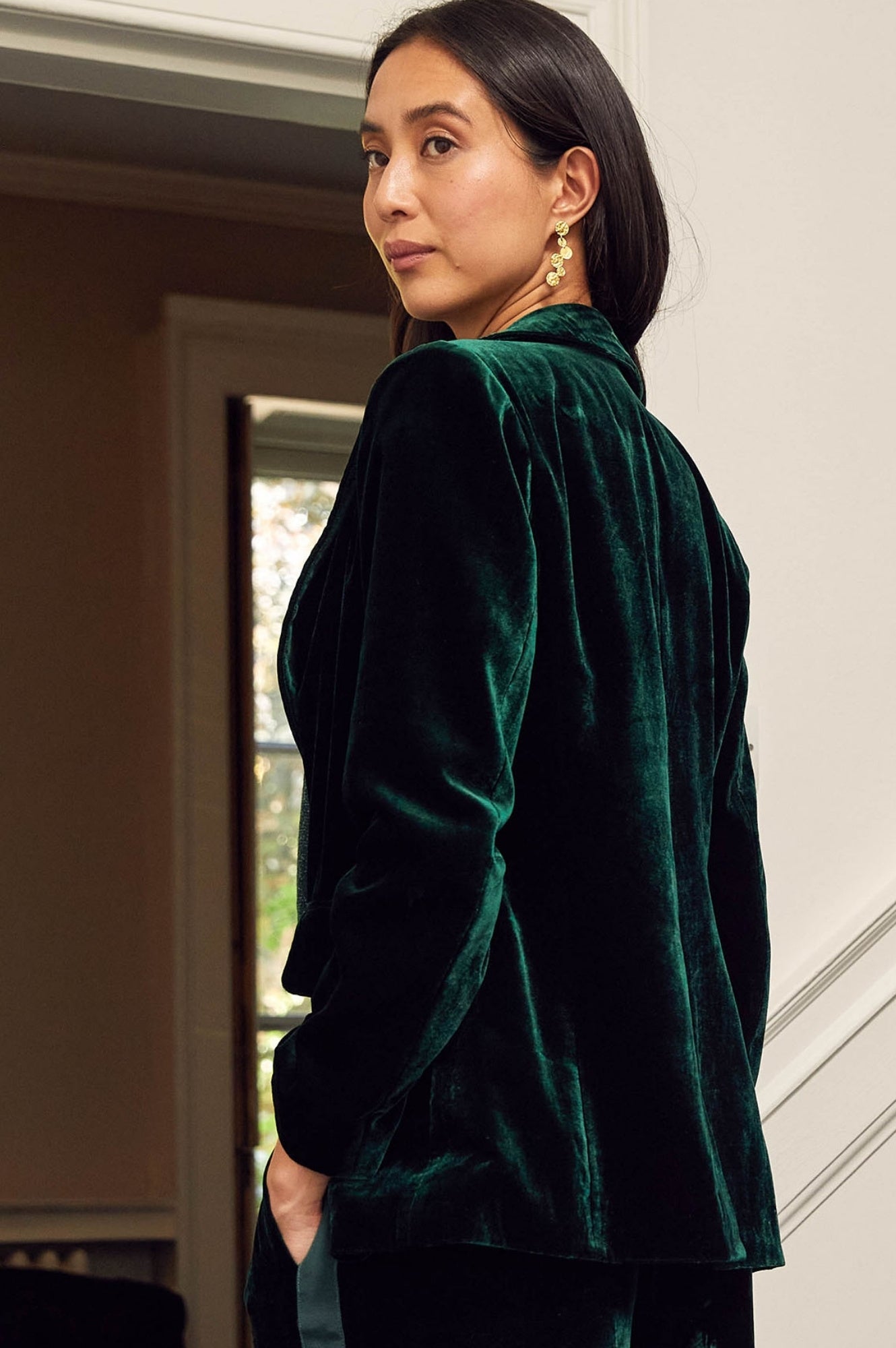 Asha Velvet Blazer | Emerald