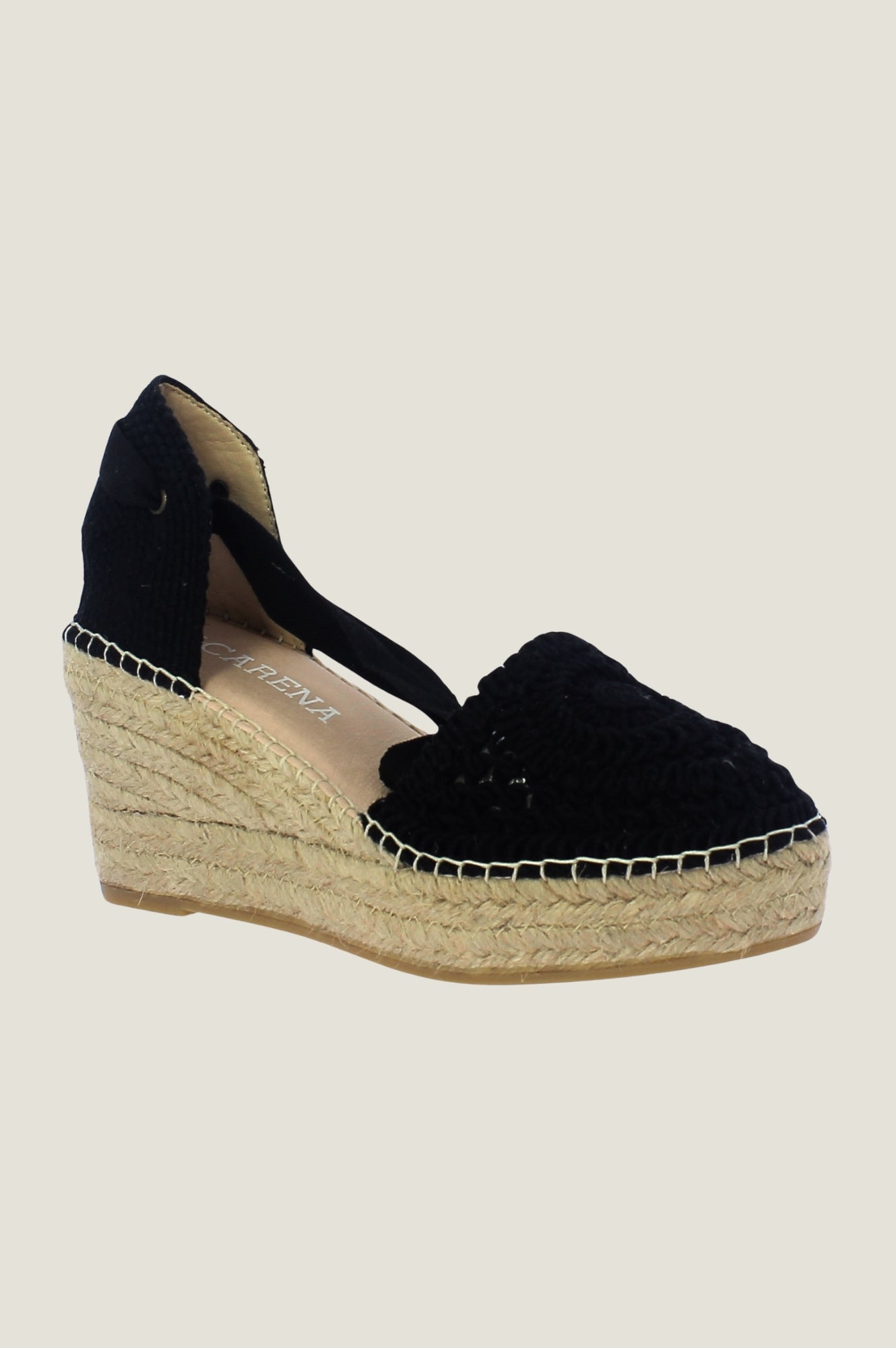 MACARENA Crochet Wedge Espadrilles | Black