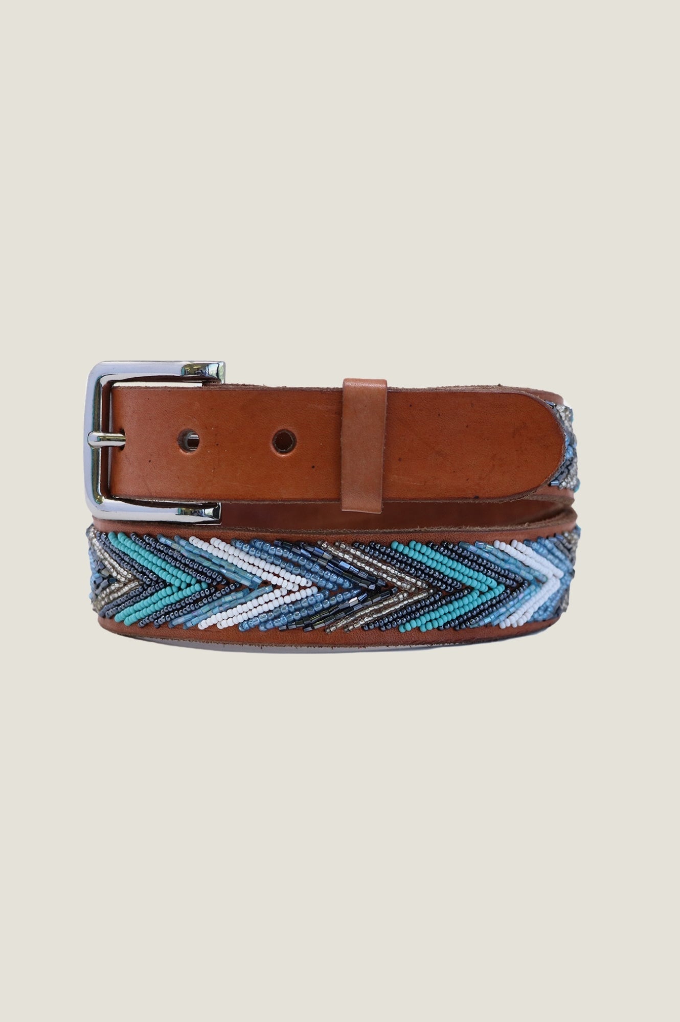 Arrow Leather Belt | Turquoise/Bullet
