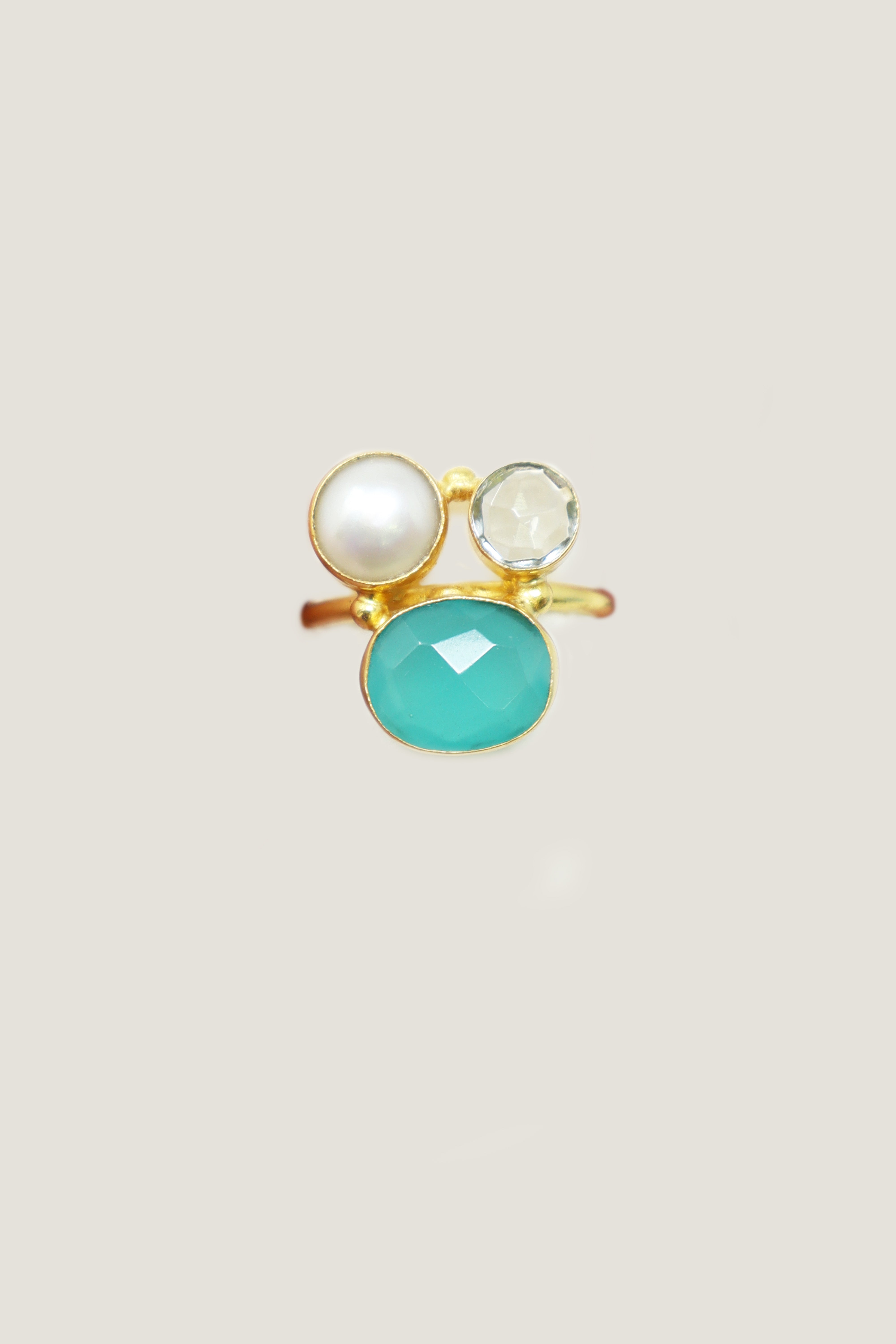 ASHIANA Three Stone Ring | Aquamarine