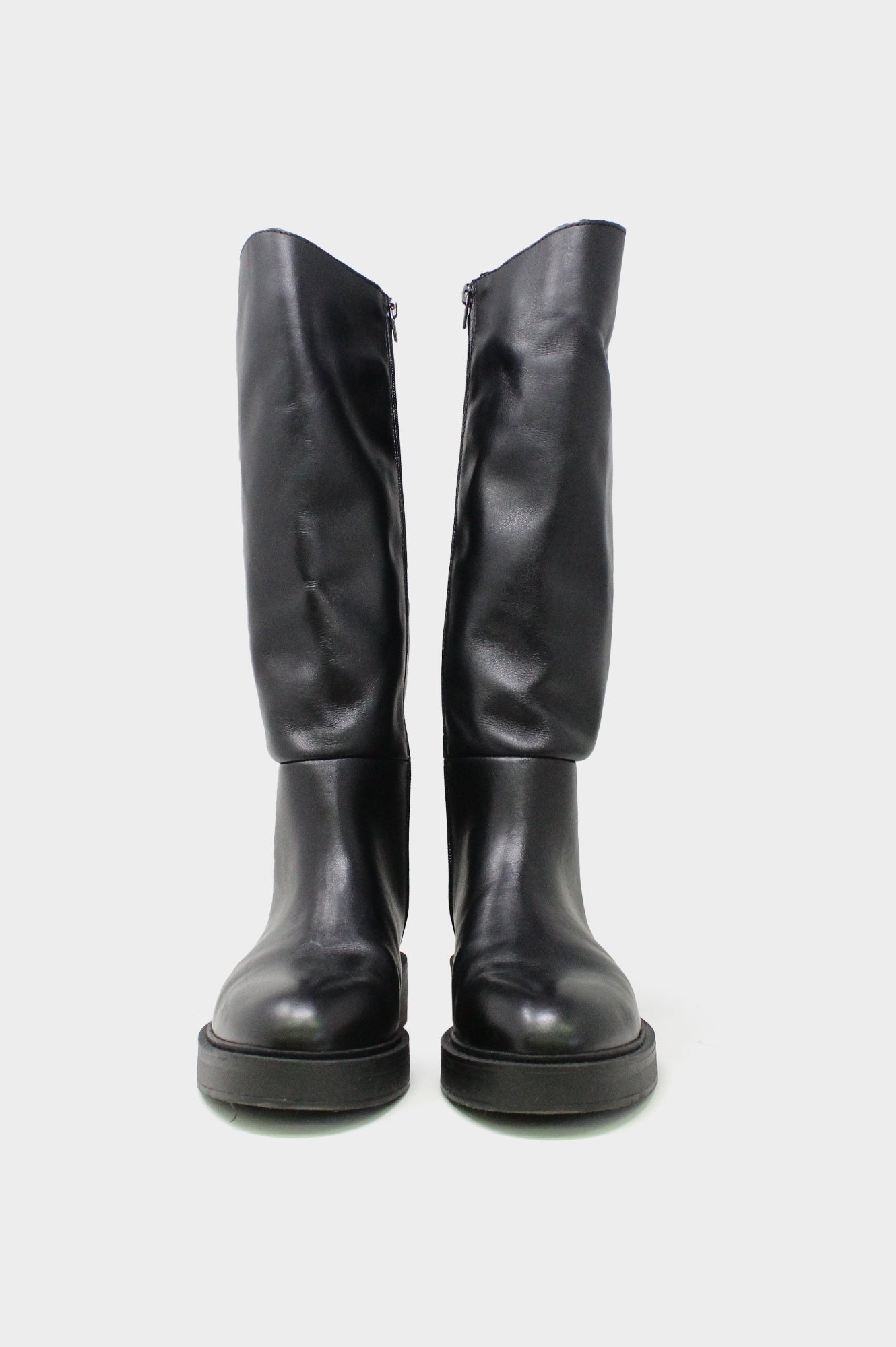 ALPE Leather Knee High Flat Boots | Black