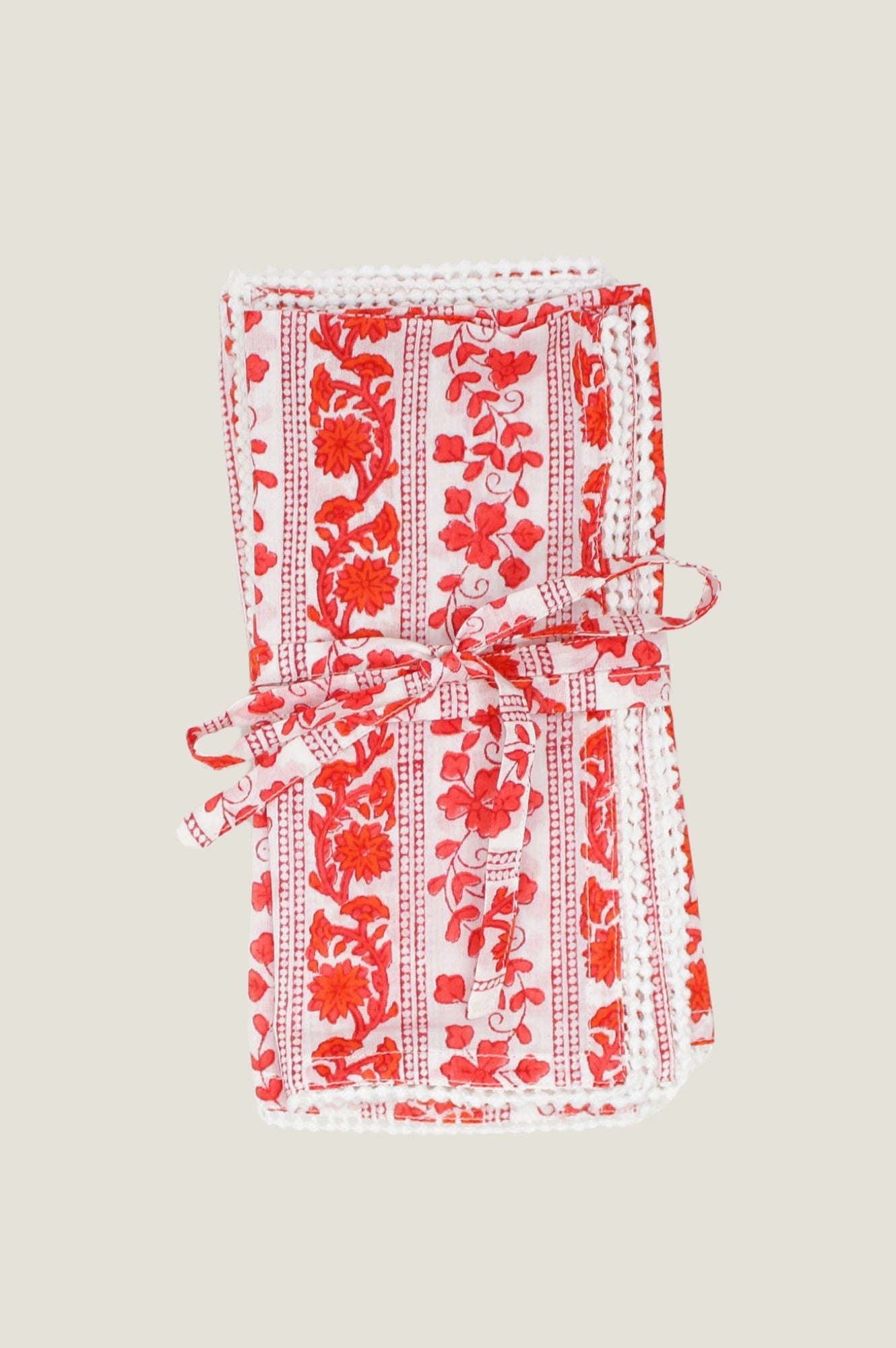 Napkins Set Of 4 | Linear Botanical Red