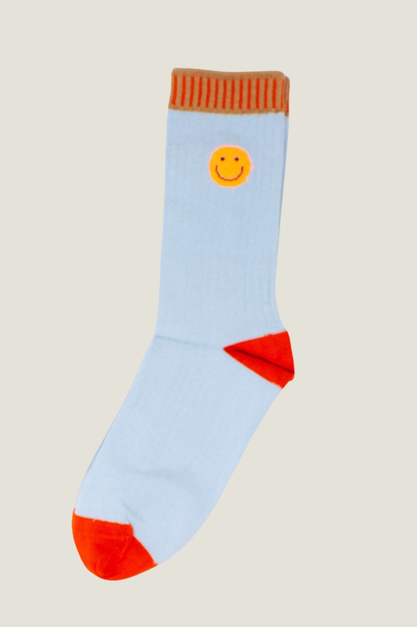 Ribbed Smiley Sock | Grey/Red