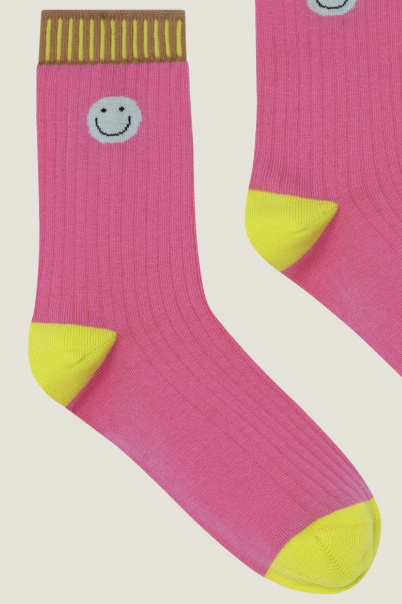 Ribbed Smiley Sock | Pink